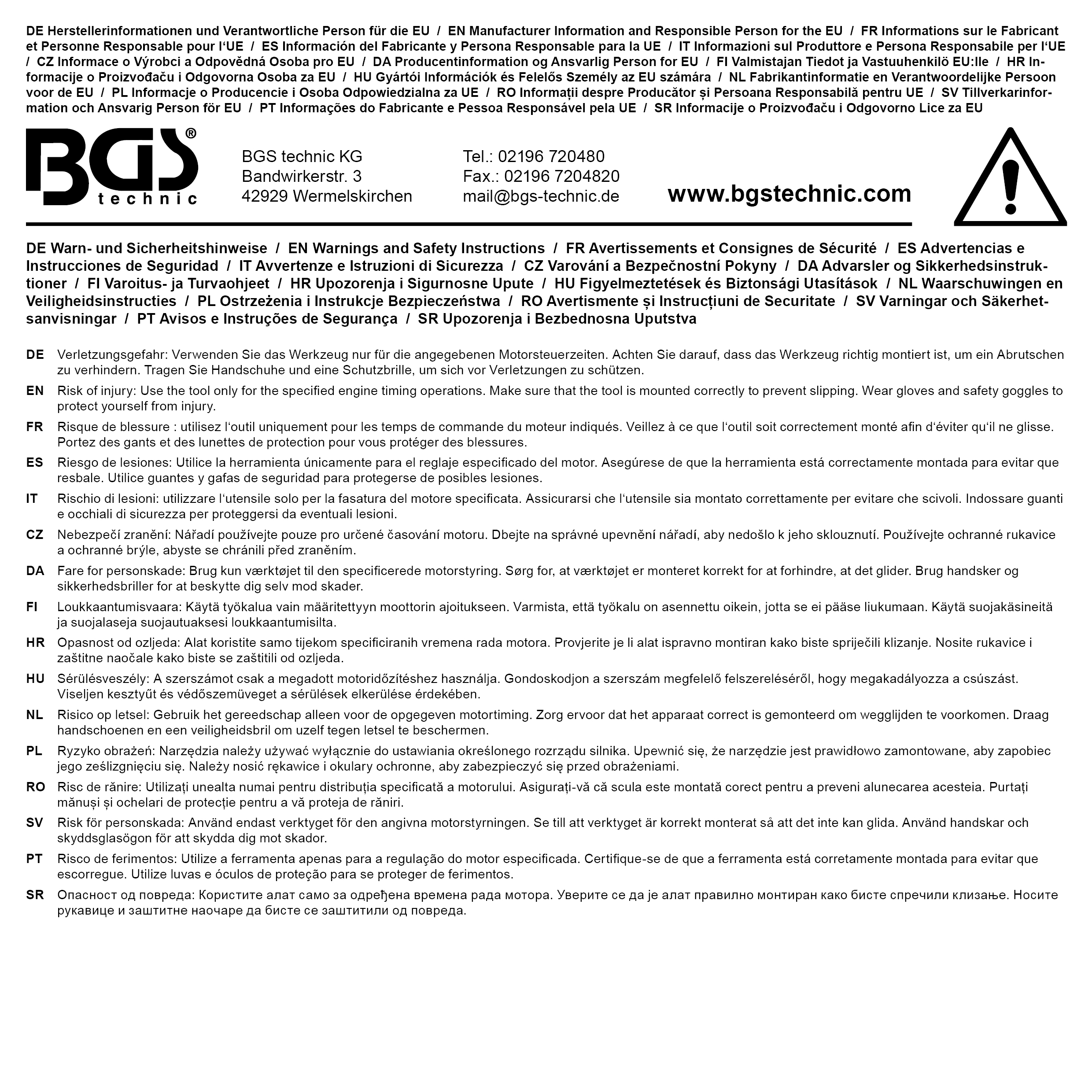 BGS Einstell- und Arretierwerkzeug für Dieselpumpen | für Renault, Mitsubishi, Opel