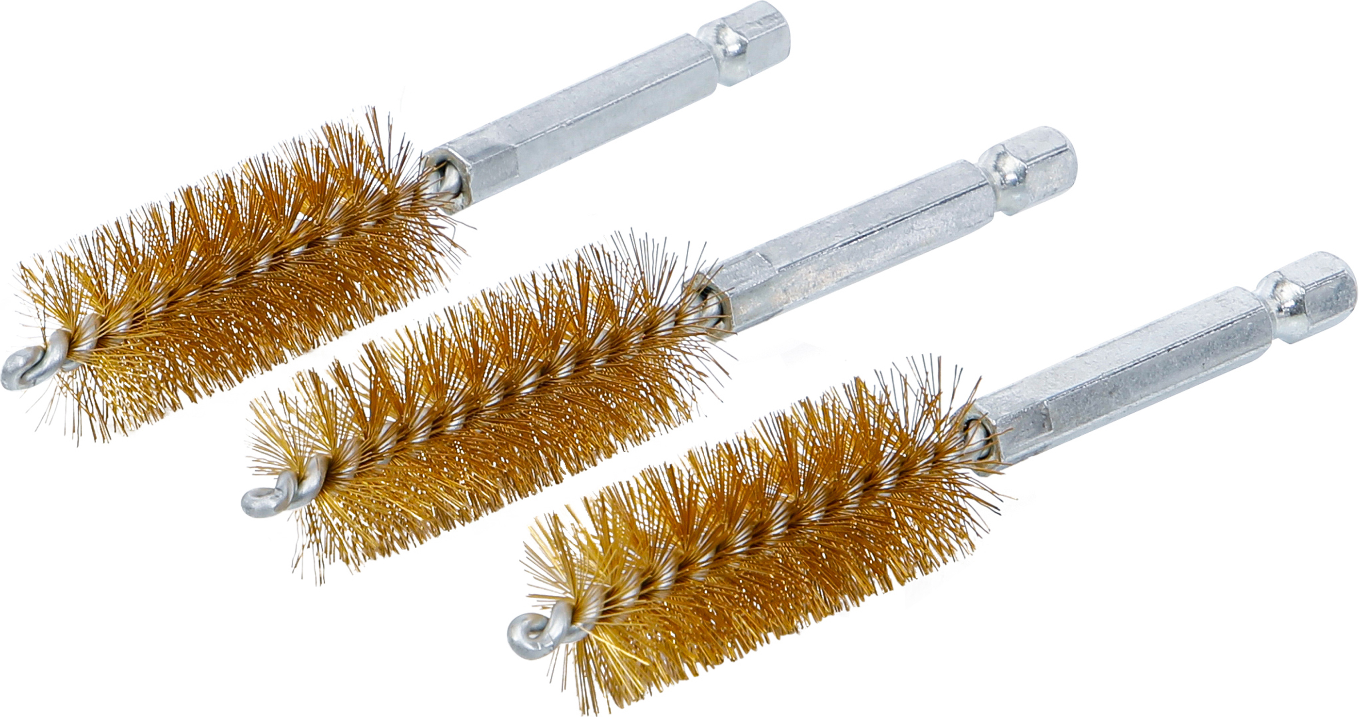 BGS Messingbürste | 18 mm | Antrieb Außensechskant 6,3 mm (1/4") | 3-tlg.