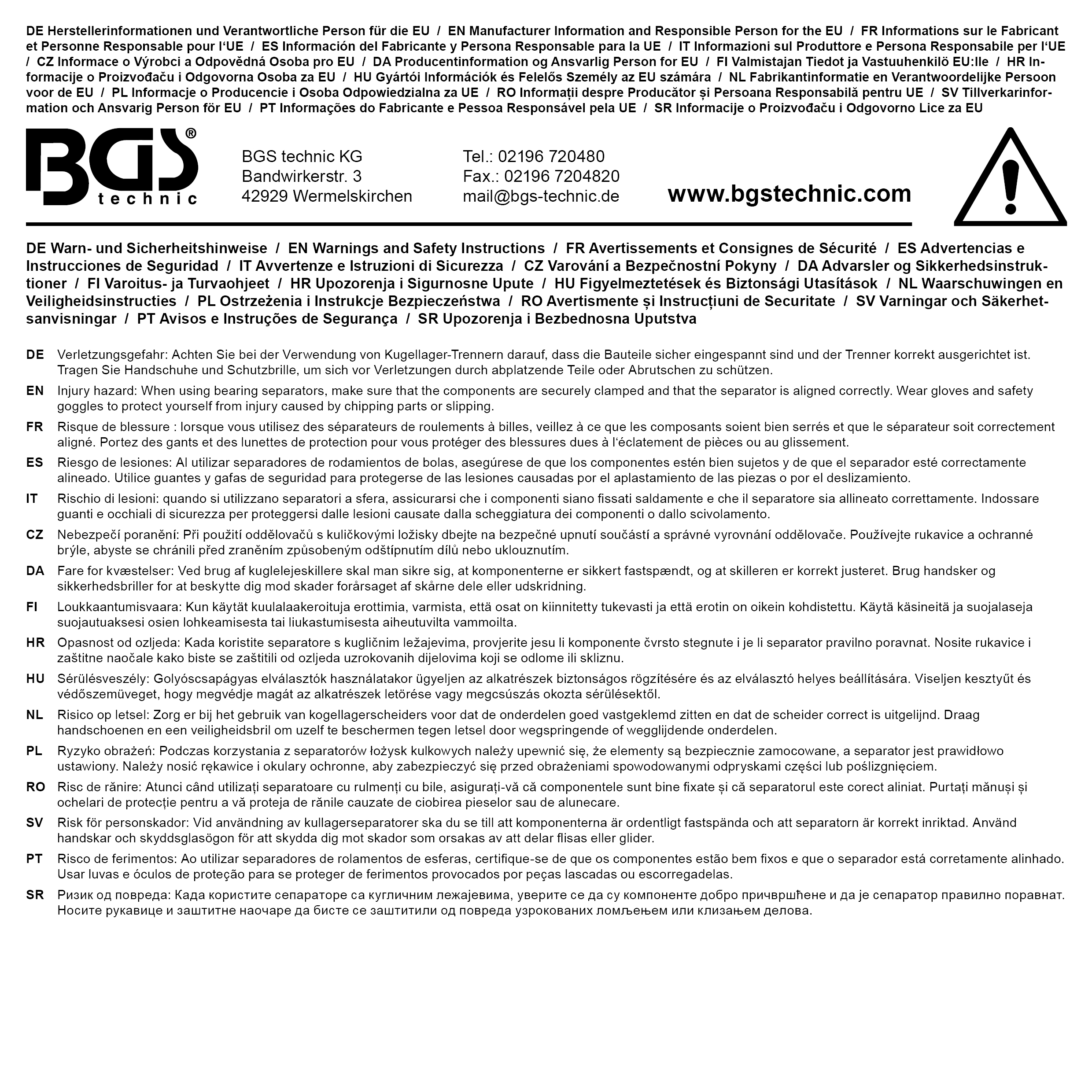 BGS Trennmesser für Kugellager | 39 - 225 mm