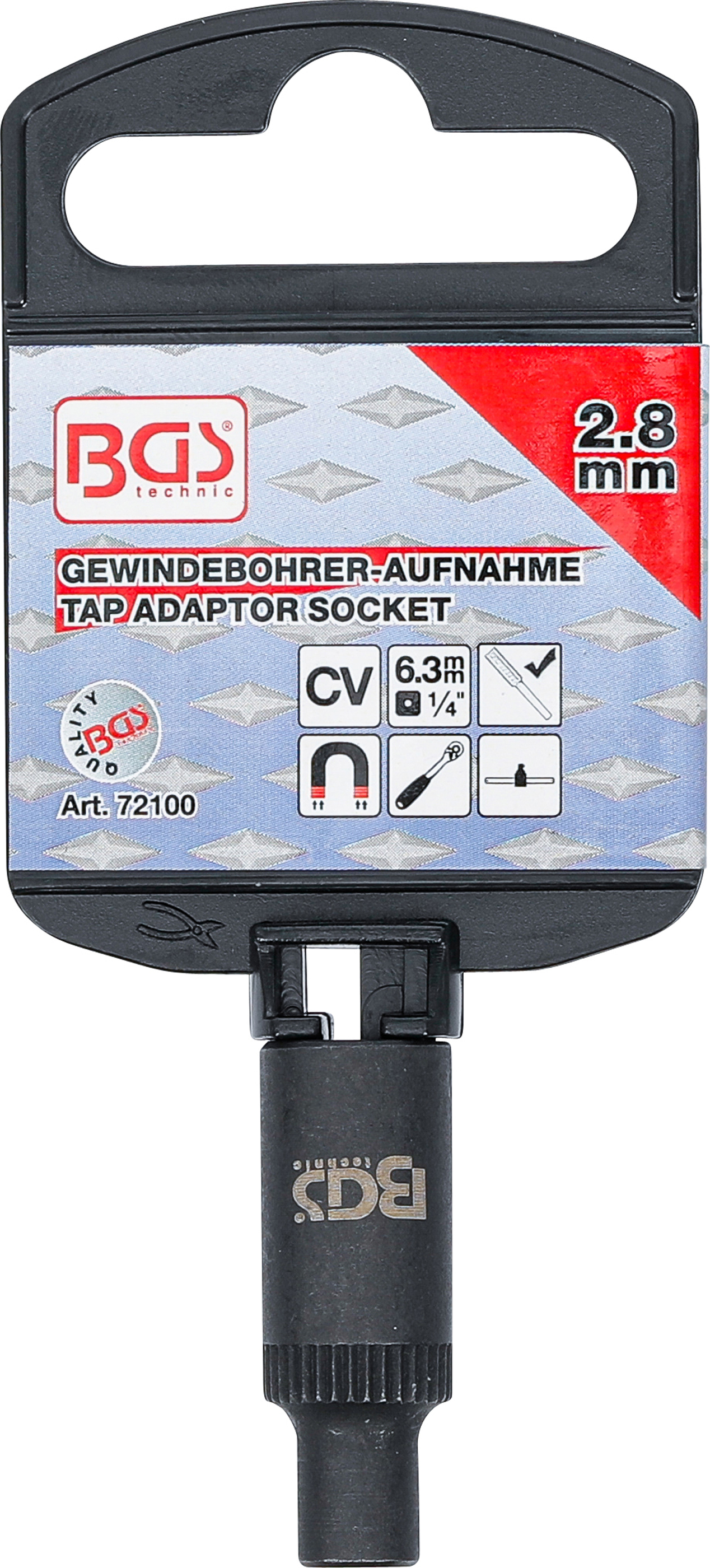 BGS Gewindebohrer-Aufnahme-Steckschlüssel-Einsatz | 6,3 mm (1/4") | 2,8 mm