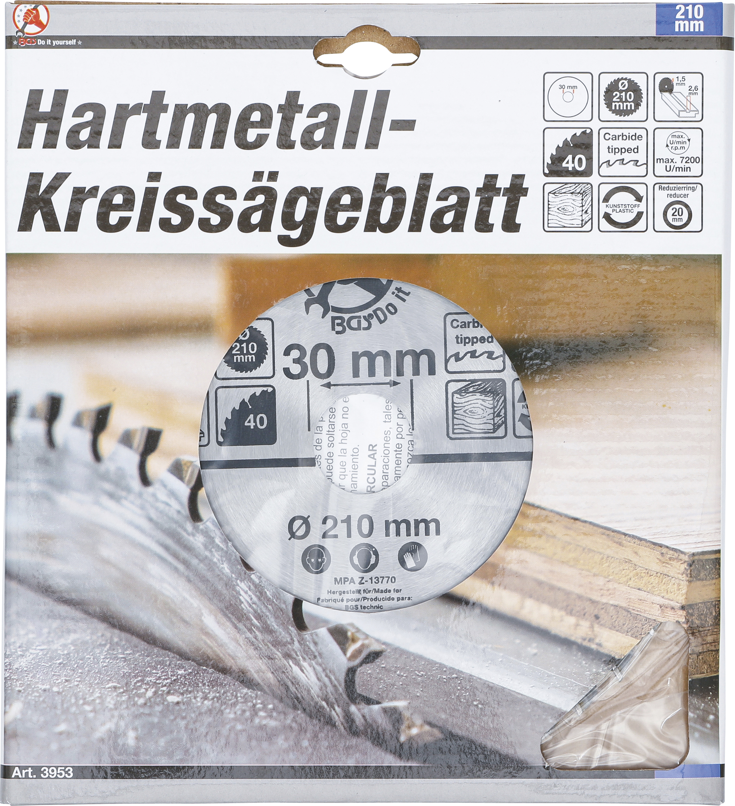 BGS Hartmetall-Kreissägeblatt | Ø 210 x 30 x 2,6 mm | 40 Zähne