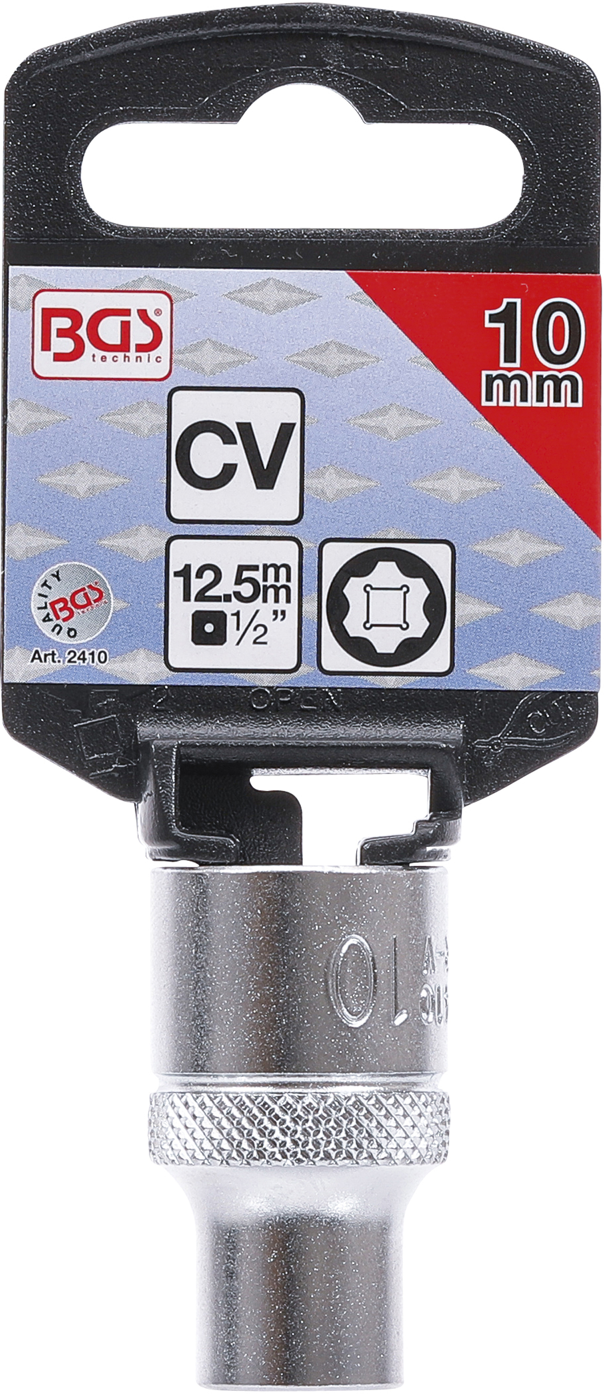 BGS Steckschlüssel-Einsatz Super Lock | Antrieb Innenvierkant 12,5 mm (1/2") | SW 10 mm