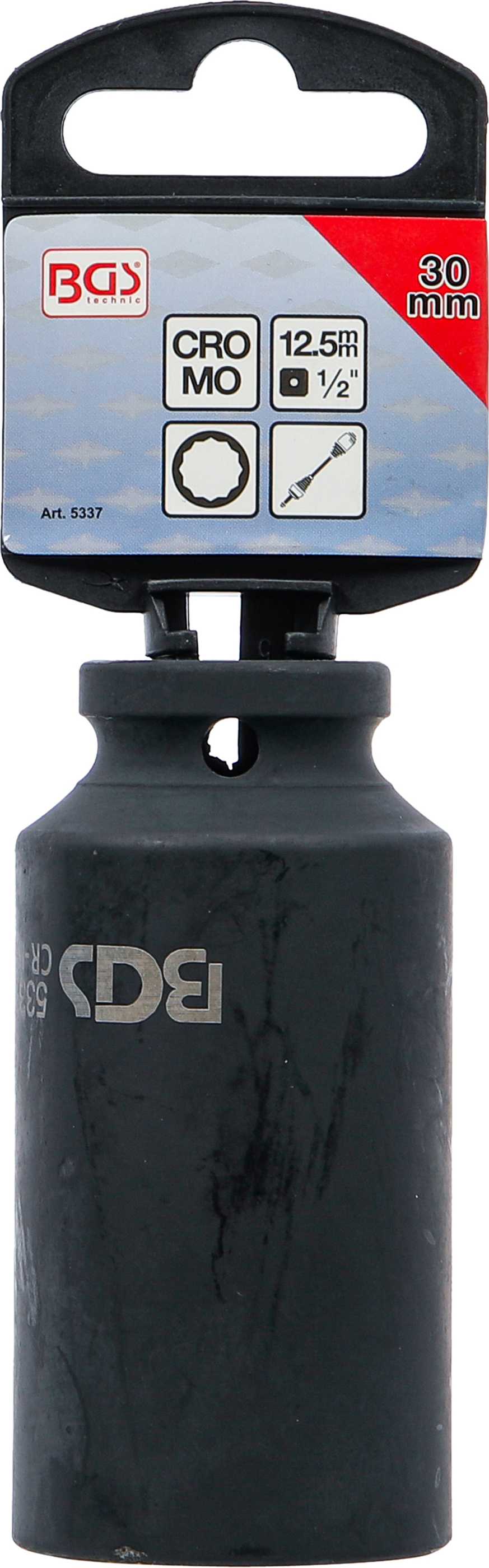 BGS Kraft-Steckschlüssel-Einsatz Zwölfkant, tief | Antrieb Innenvierkant 12,5 mm (1/2") | SW 30 mm