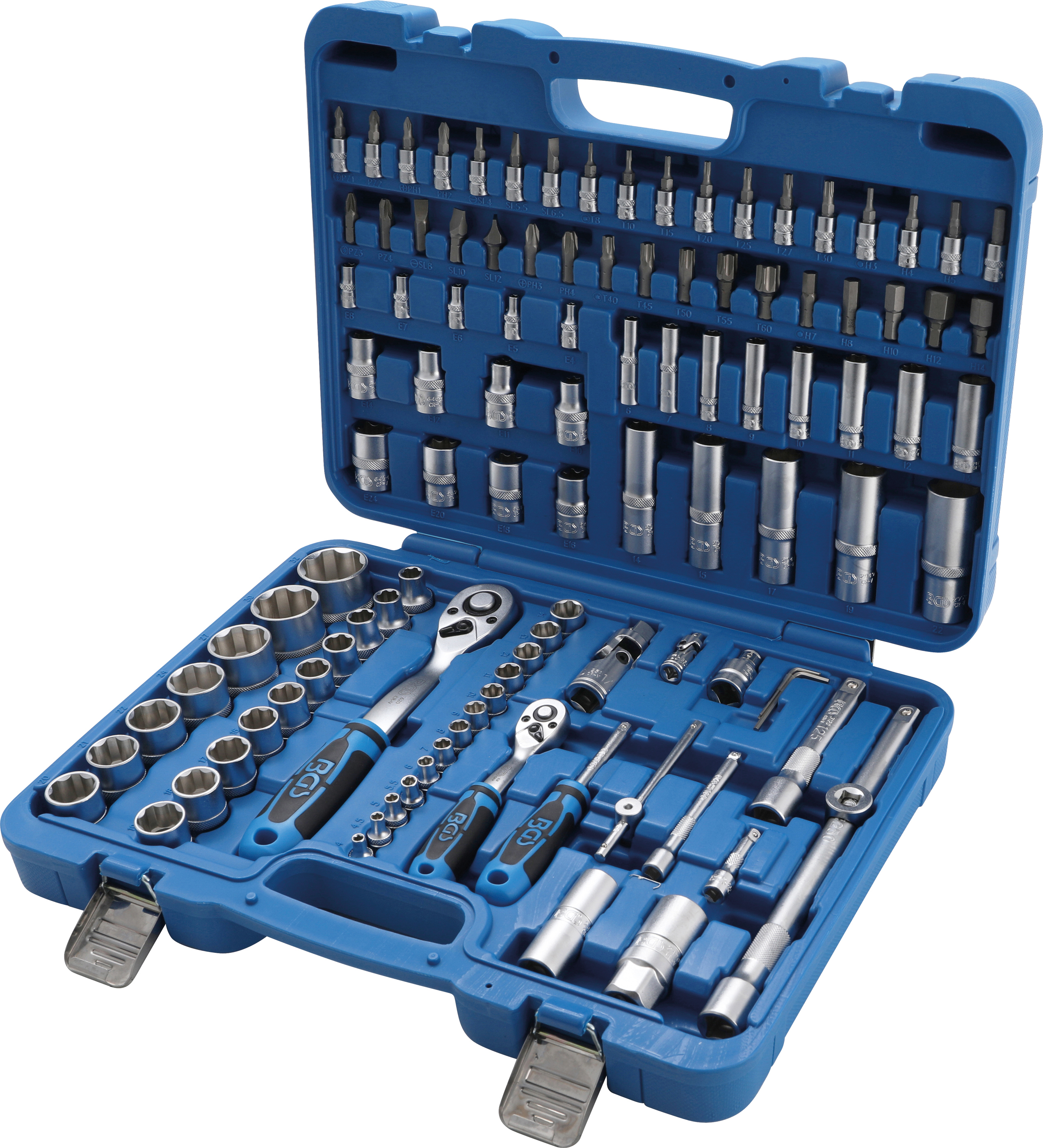 BGS Steckschlüssel-Satz Wellenprofil | Antrieb 6,3 mm (1/4") / 12,5 mm (1/2") | 108-tlg.