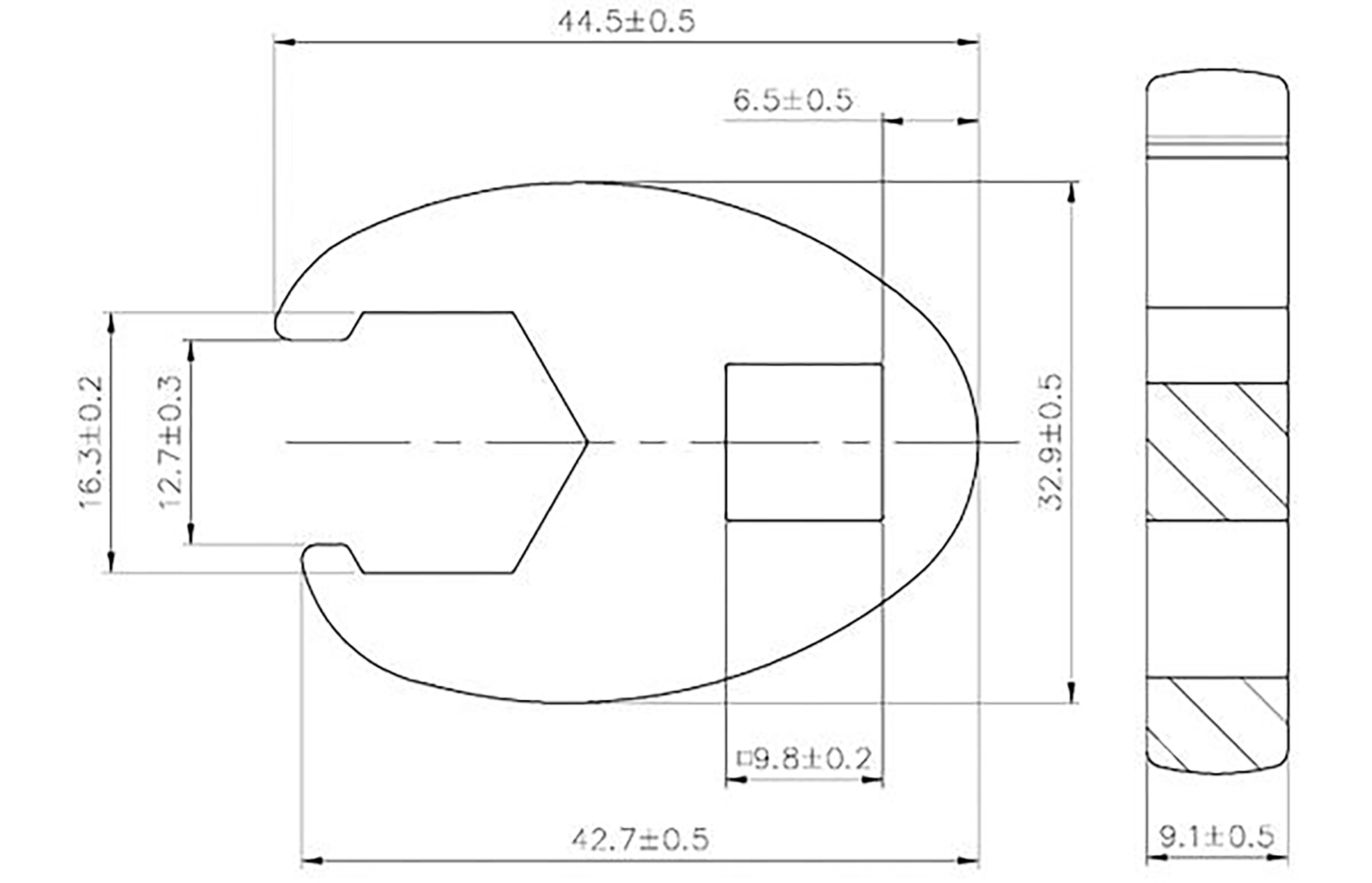 BGS Hahnenfußschlüssel | Antrieb Innenvierkant 10 mm (3/8") | SW 16 mm