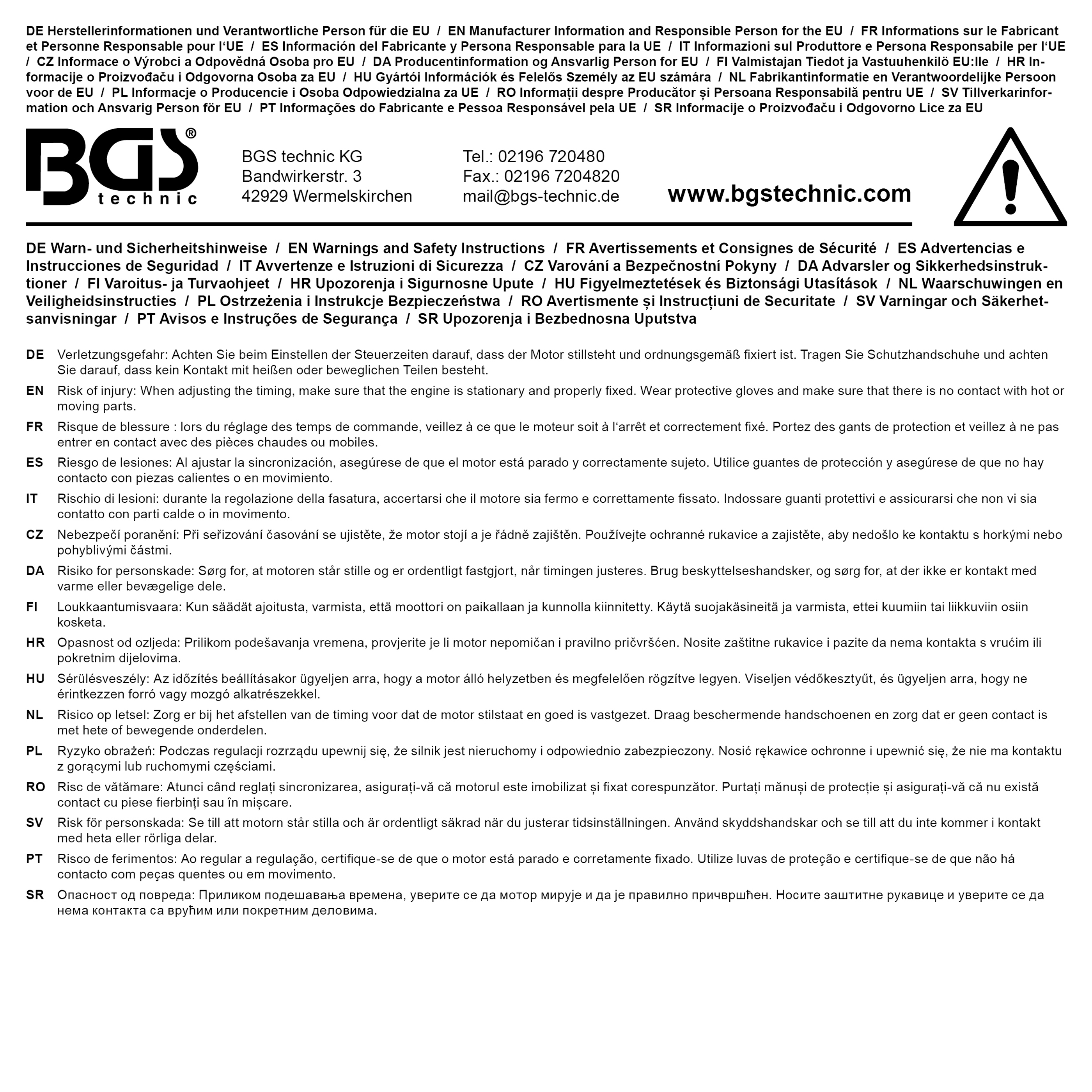 BGS Absteck-Winkel zur Motoreinstellung | für Art. 8155