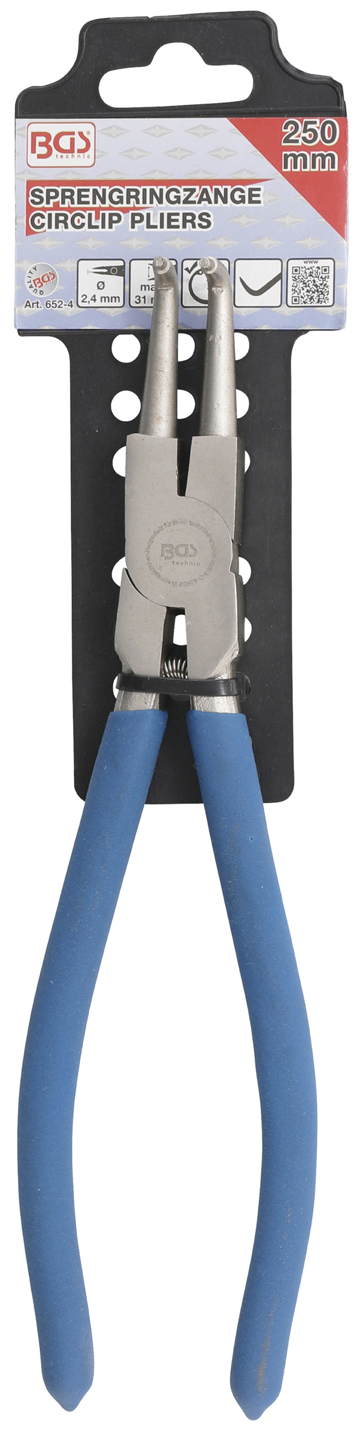 BGS Sprengringzange | abgewinkelt | für Innensprengringe | 250 mm