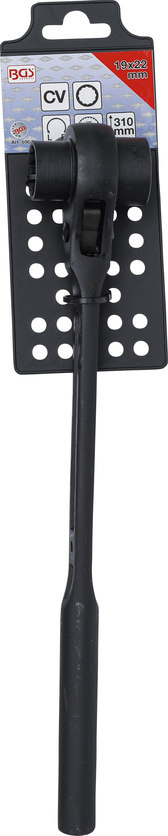 BGS Gerüstbauer-Knarre | runder Schaft | SW 19 x 22 mm