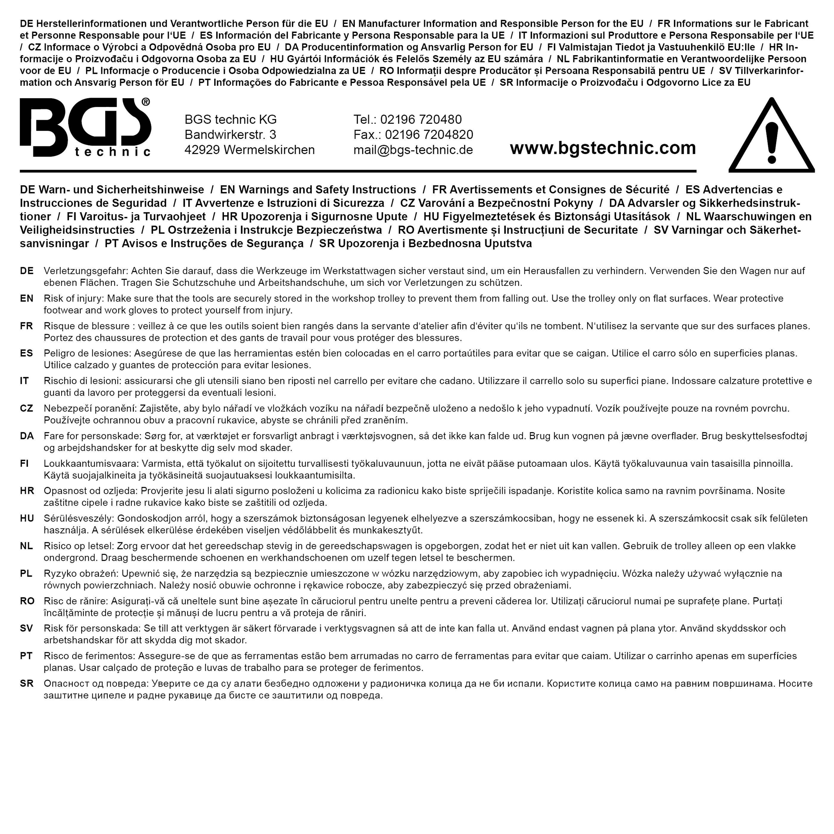 BGS Werkstattwagen XL | 7 Schubladen | mit 301 Werkzeugen