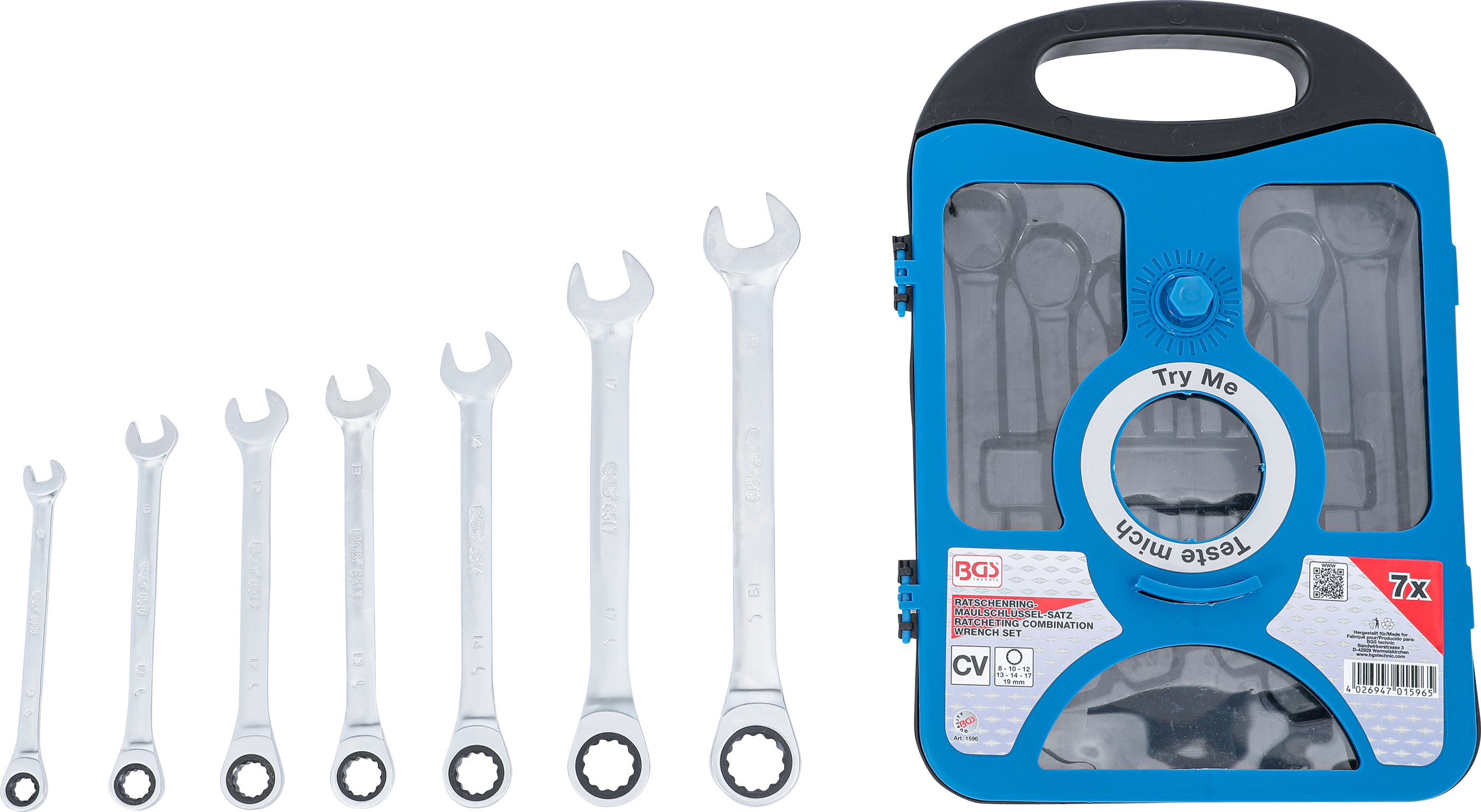 BGS Ratschenring-Maulschlüssel-Satz | SW 8 - 19 mm | 7-tlg.