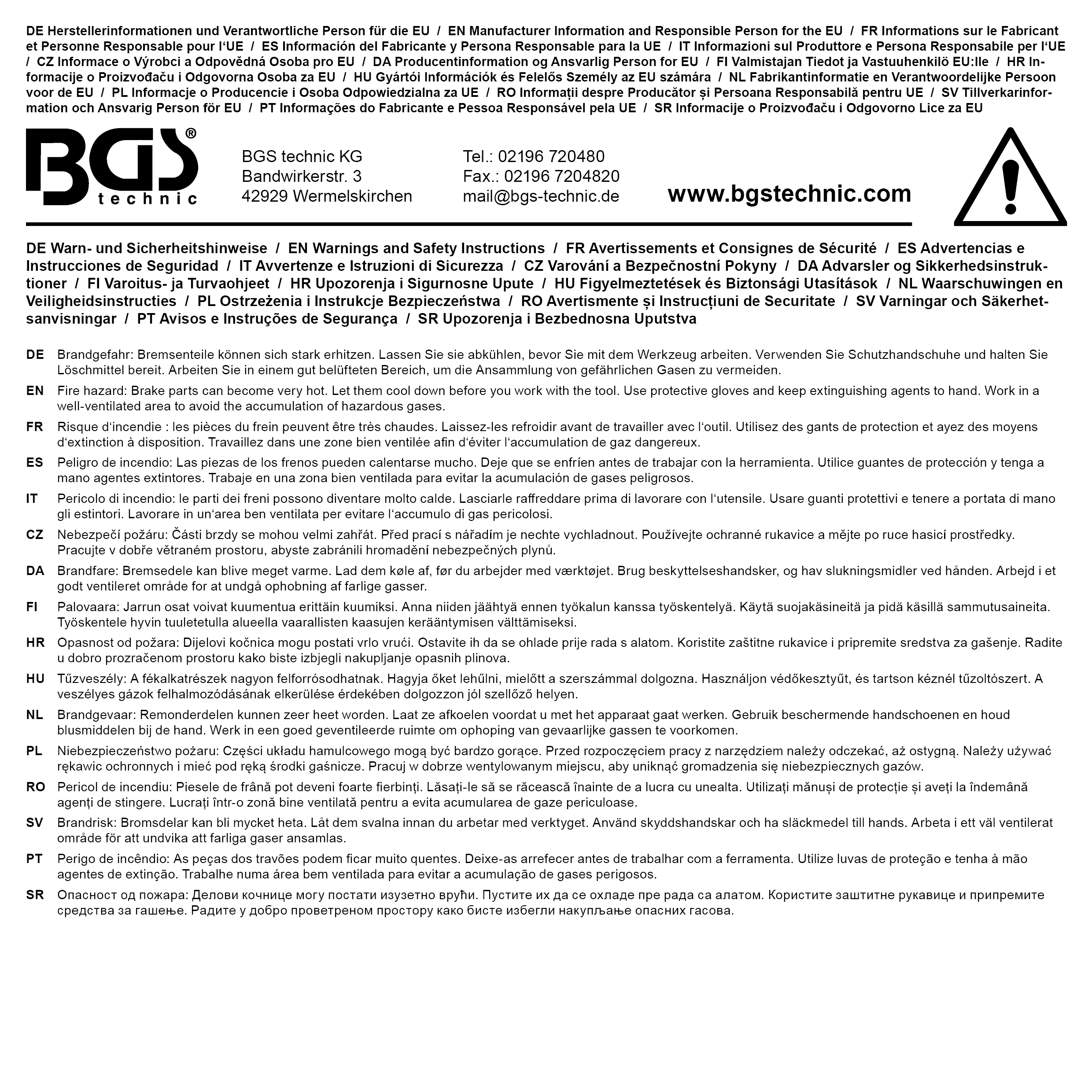 BGS Bremskolben-Rückstell-Satz | 50-tlg.