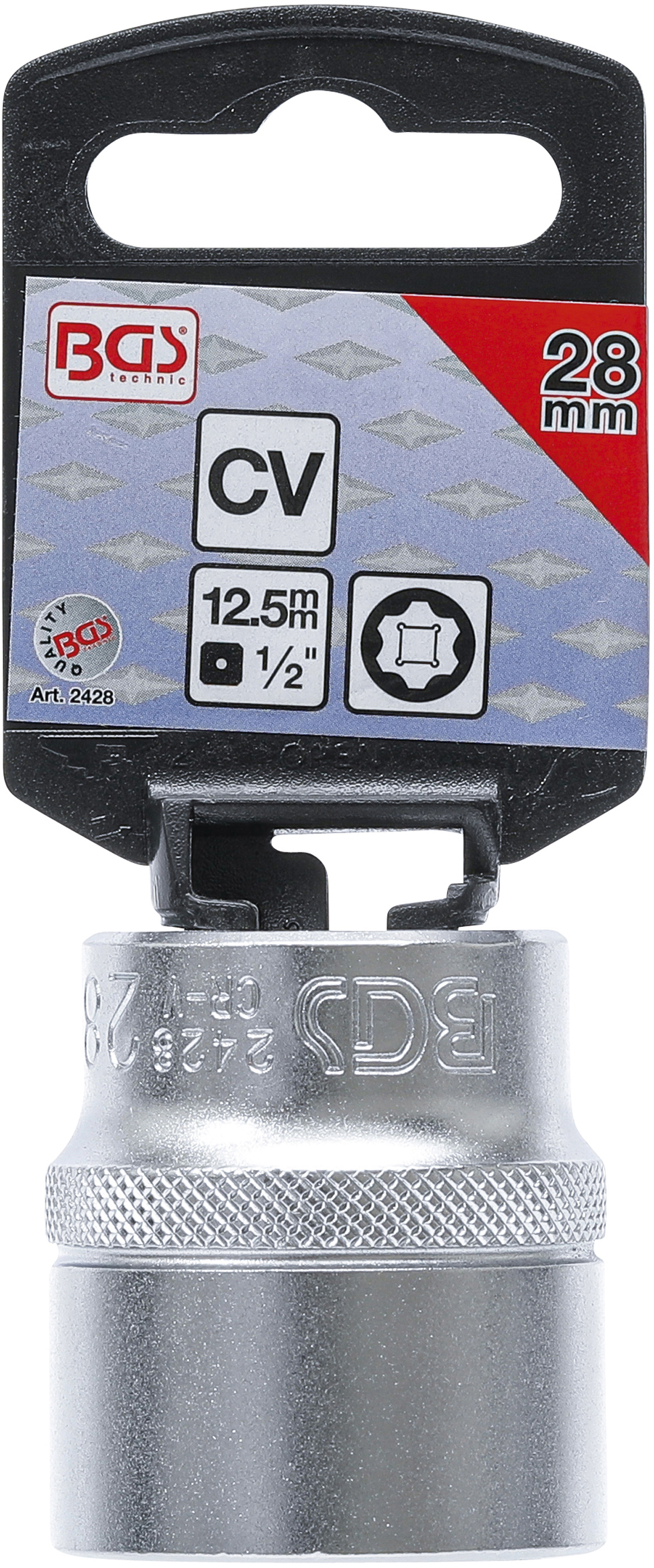 BGS Steckschlüssel-Einsatz Super Lock | Antrieb Innenvierkant 12,5 mm (1/2") | SW 28 mm