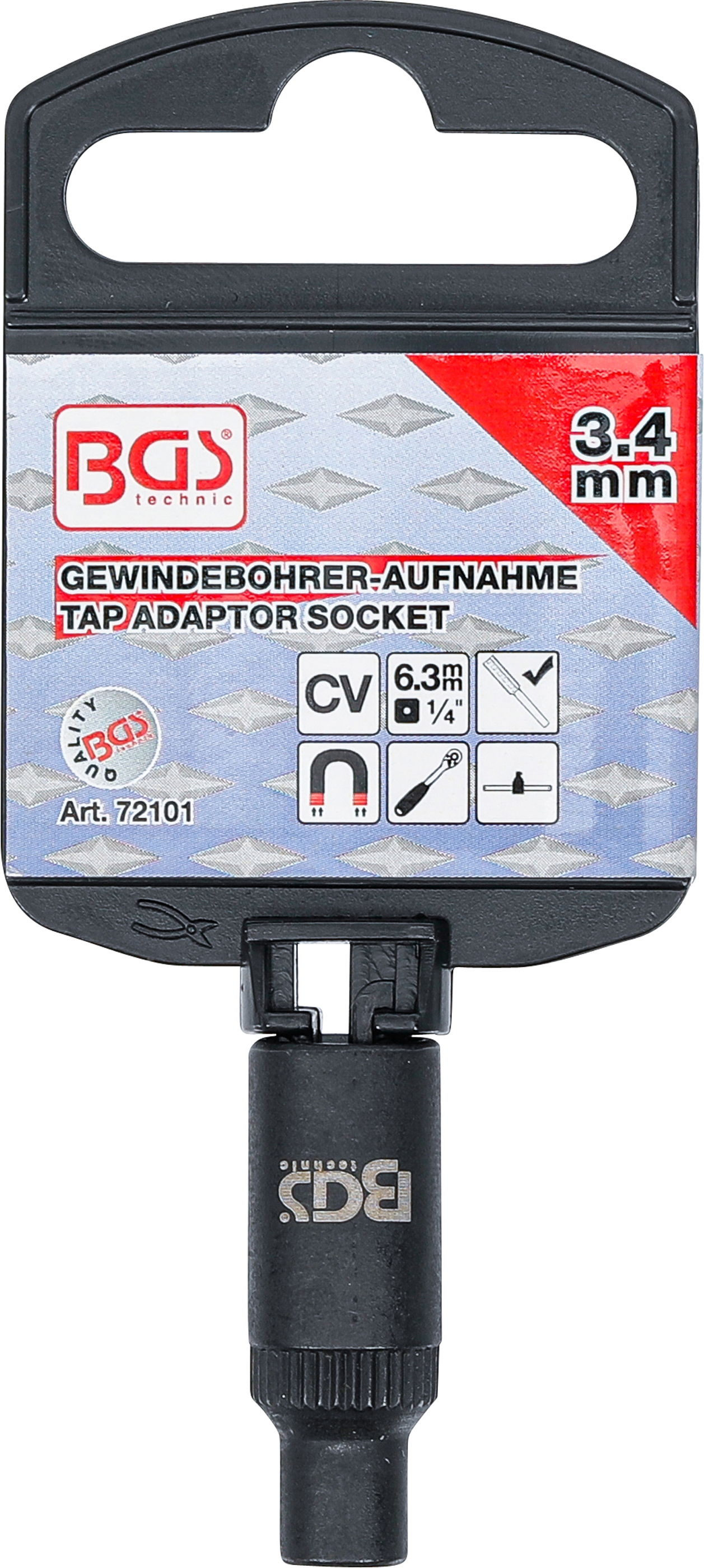 BGS Gewindebohrer-Aufnahme-Steckschlüssel-Einsatz | 6,3 mm (1/4") | 3,4 mm