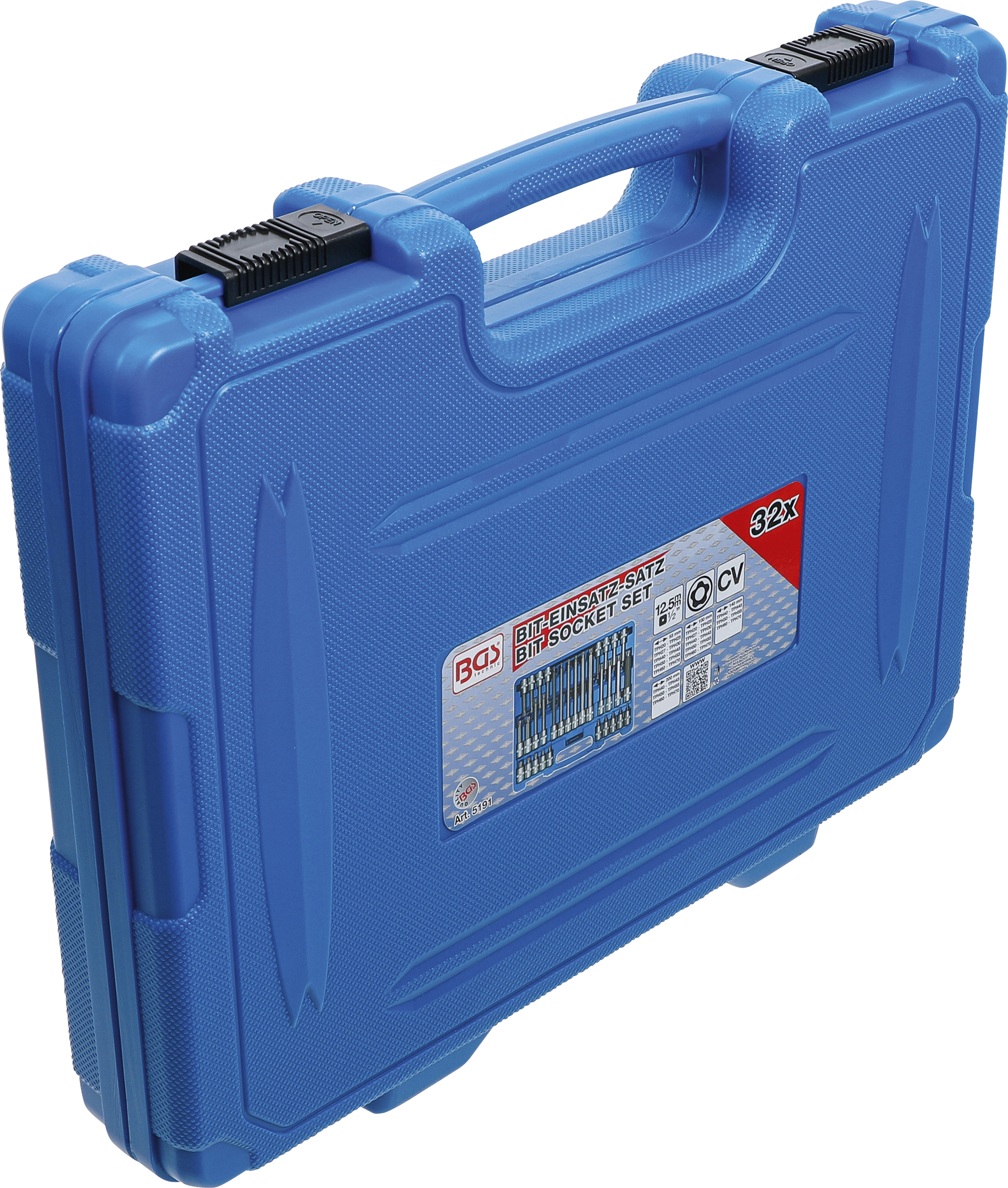 BGS Bit-Einsatz-Satz | Antrieb Innenvierkant 12,5 mm (1/2") | TPS-Profil (für Torx Plus) mit Bohrung TPS20 - TPS70 | 32-tlg.