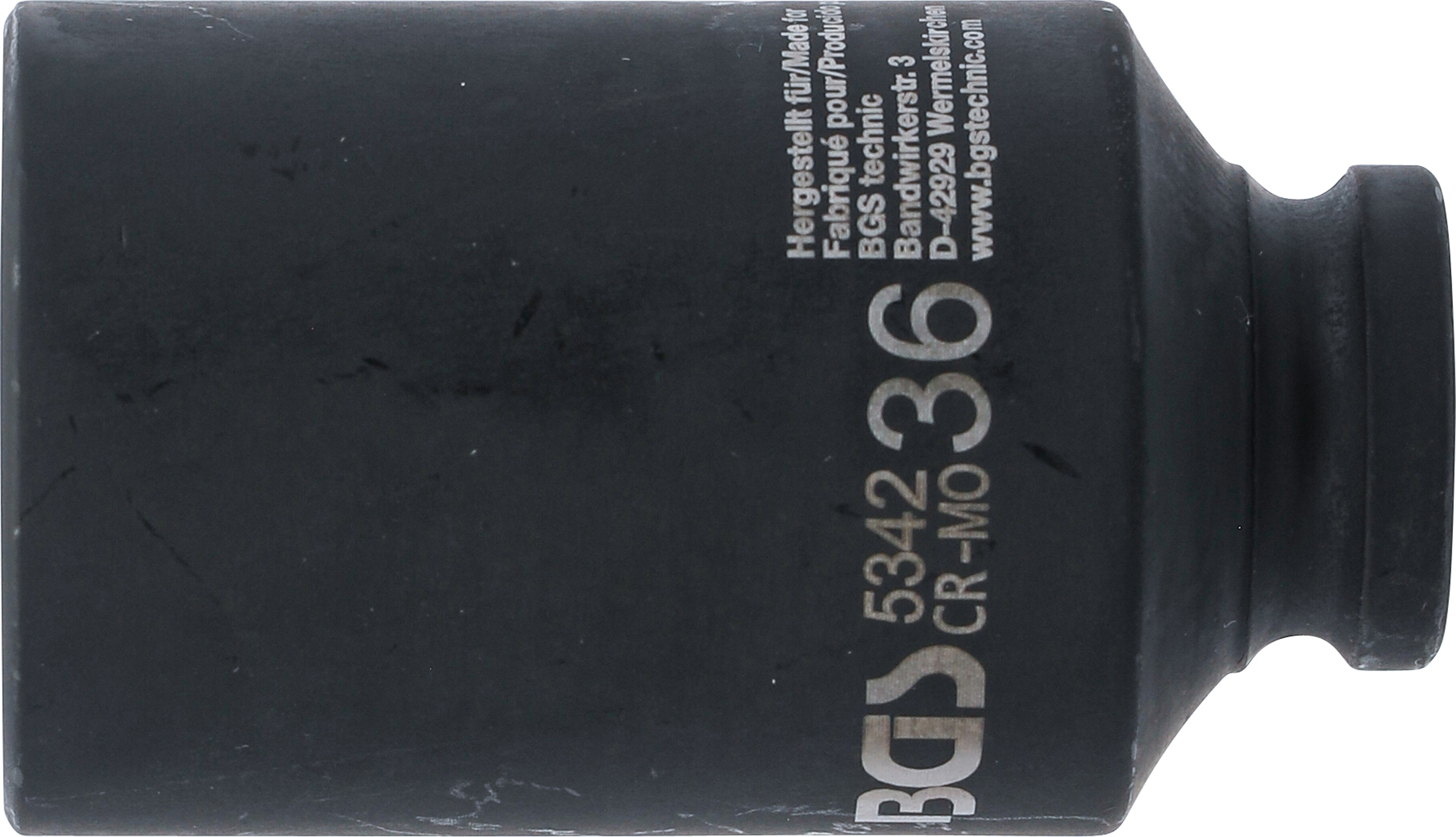 BGS Kraft-Steckschlüssel-Einsatz Zwölfkant, tief | Antrieb Innenvierkant 12,5 mm (1/2") | SW 36 mm