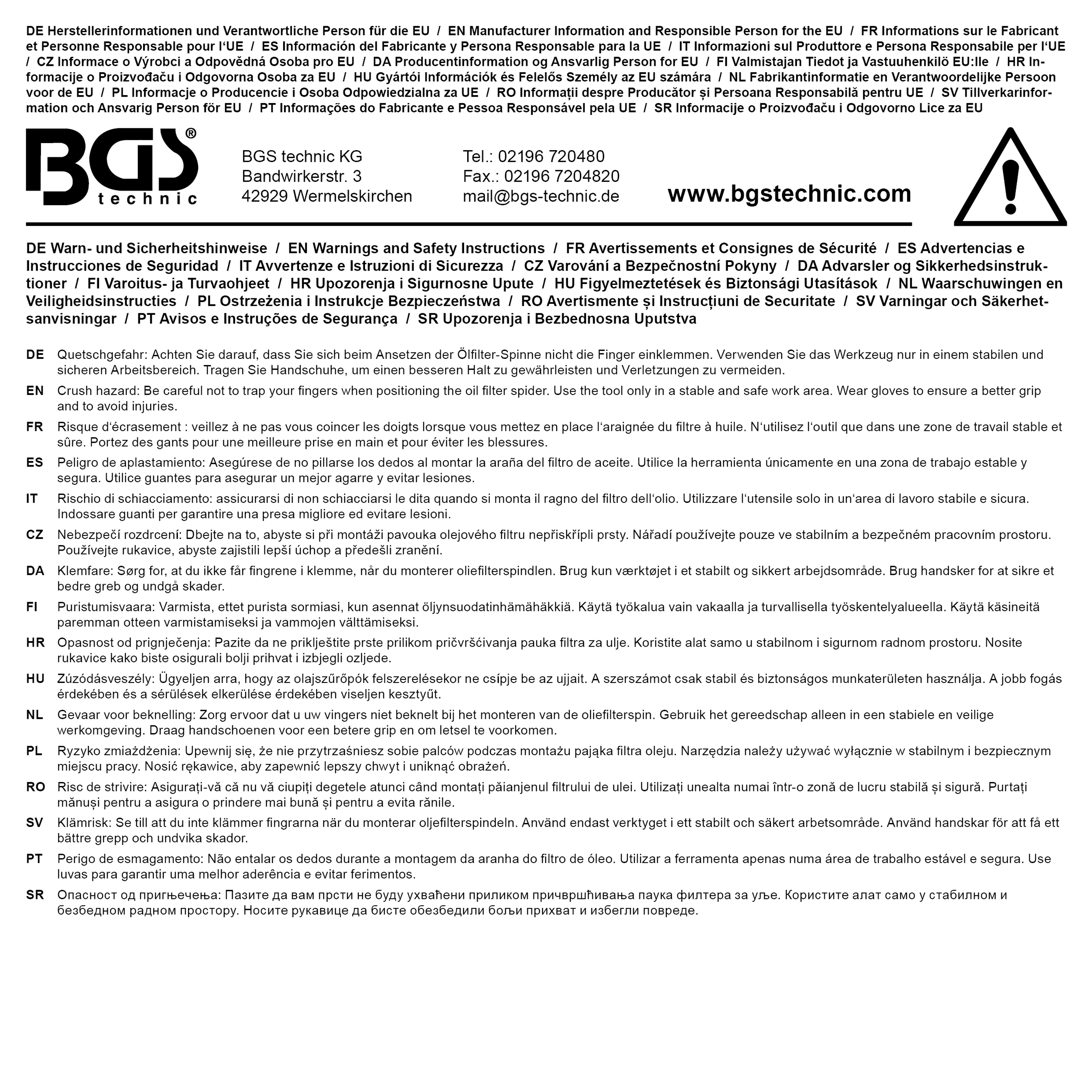 BGS Luftfilter - Kartuschenschlüssel, 3-armig | für Kartuschen Ø 95 - 150 mm