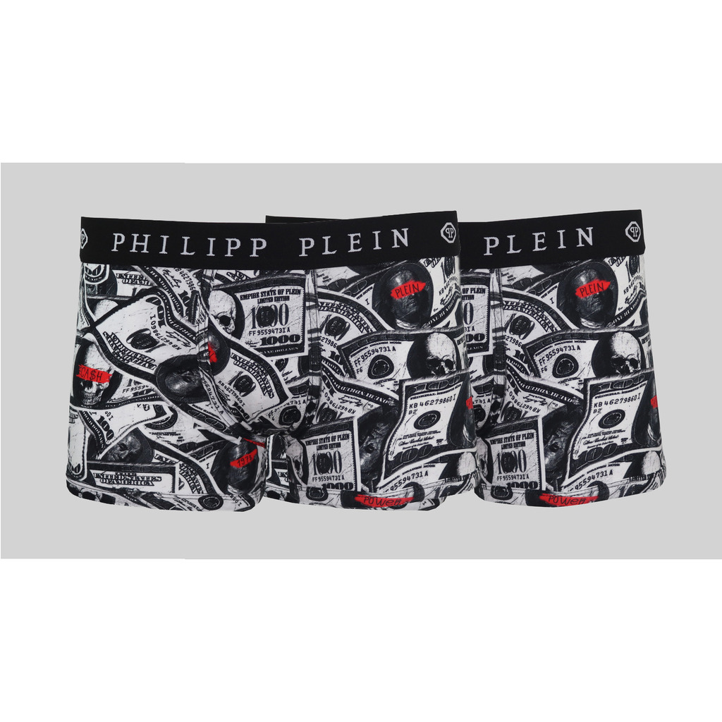 Philipp Plein Herren Boxershorts Skull 2er Pack Black Dollar Gr. S