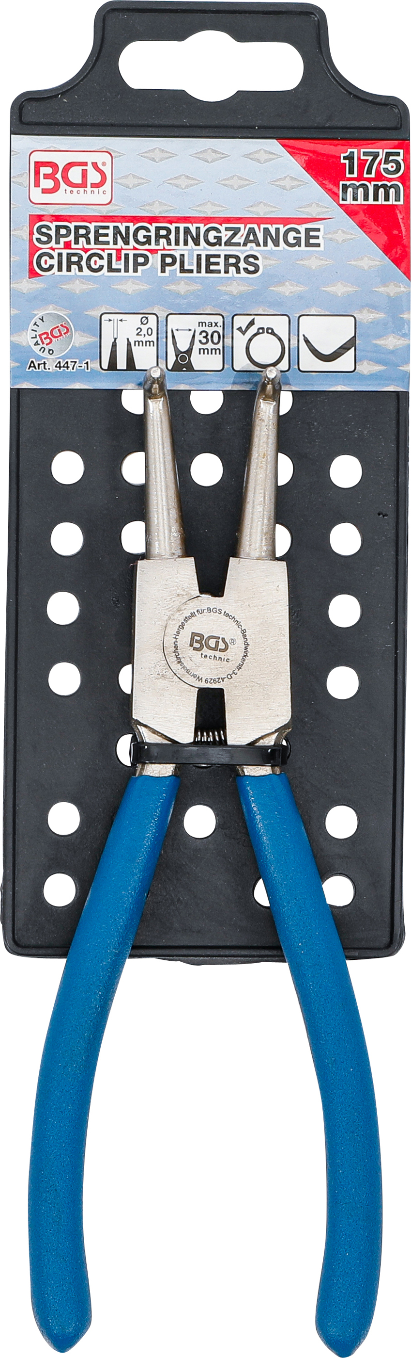 BGS Sprengringzange | abgewinkelt | für Außensprengringe | 175 mm