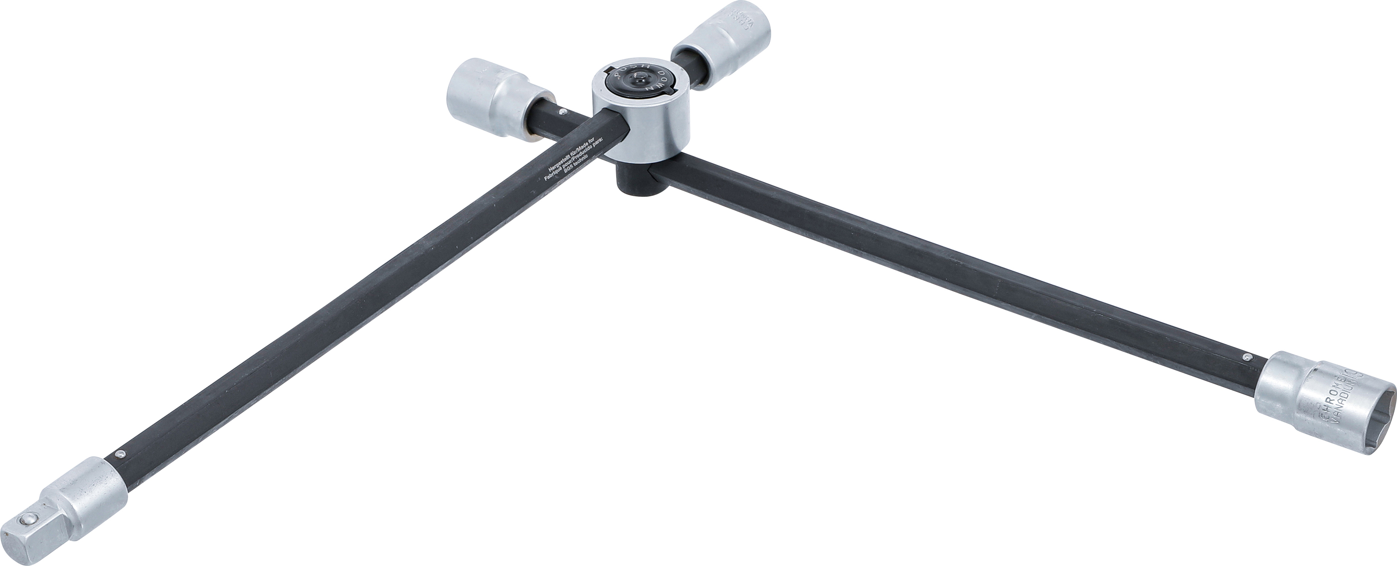 BGS Rad-Kreuzschlüssel mit Gelenk | für Pkw  | Vierkant | SW 17 x 19 x 21 x 12,5 mm (1/2")