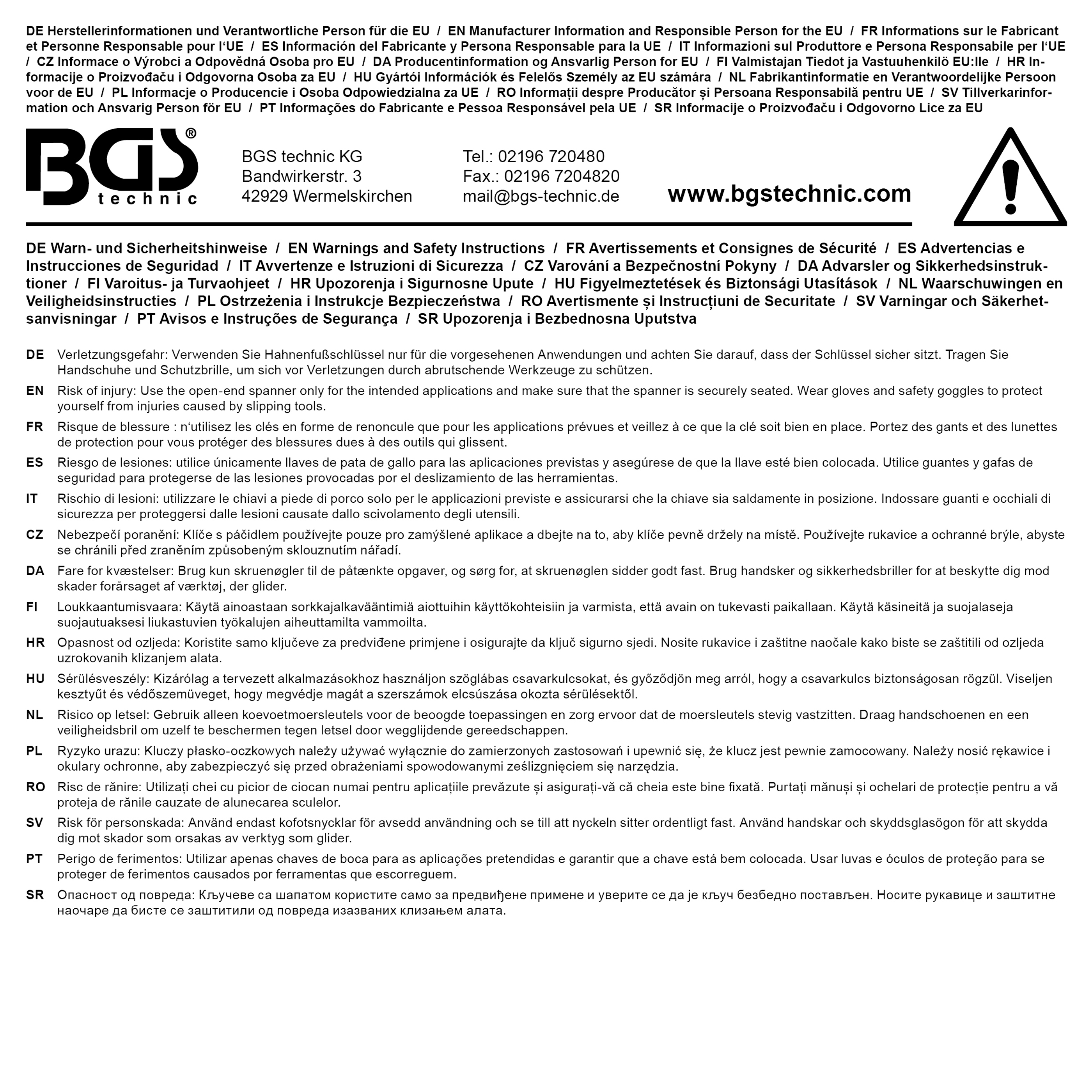 BGS Hahnenfußschlüssel | Antrieb Innenvierkant 12,5 mm (1/2") | SW 20 mm