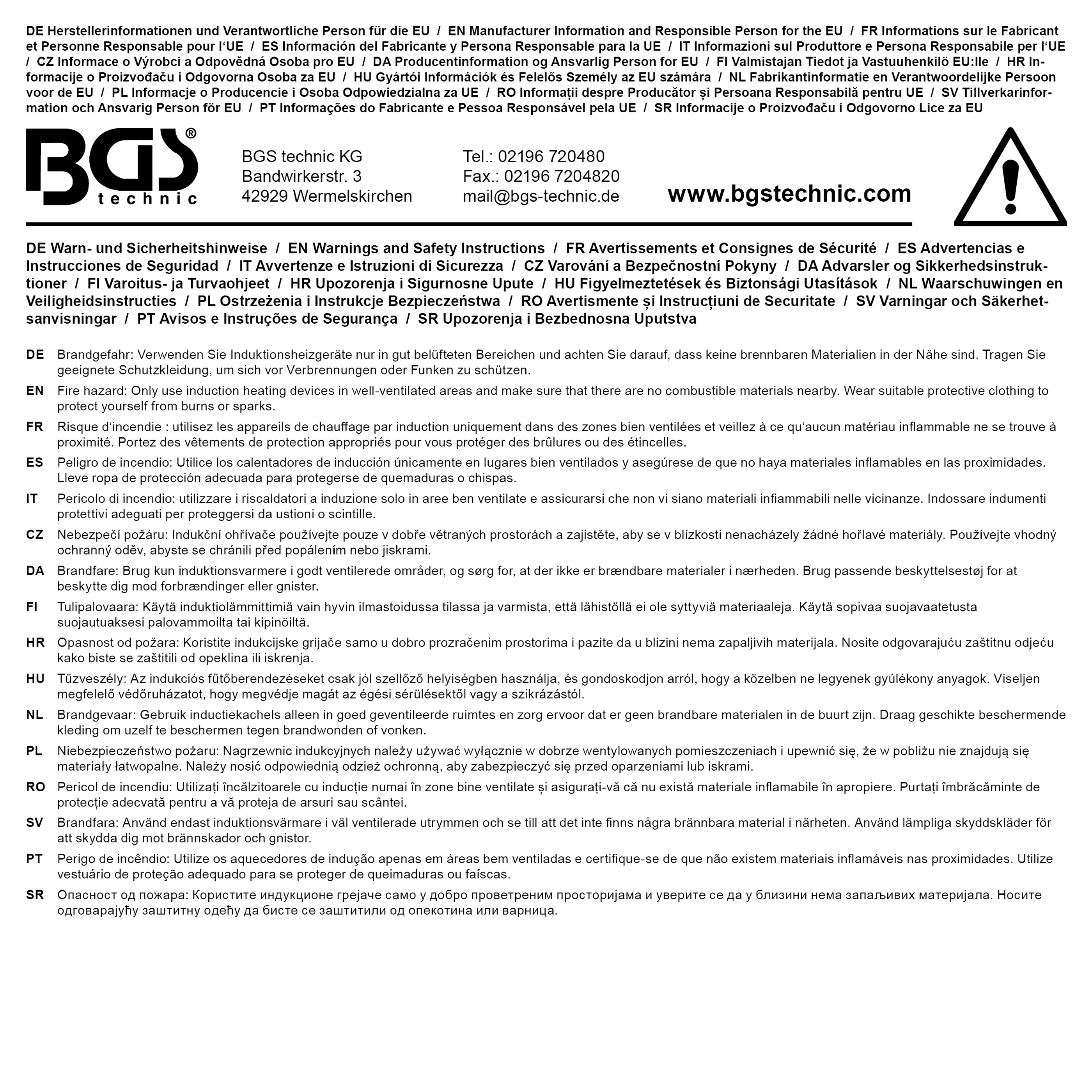 BGS Induktions-Spule für Induktionsheizgerät | 38 mm | gerade Bauform | für Art. 2169, 3390, 3391