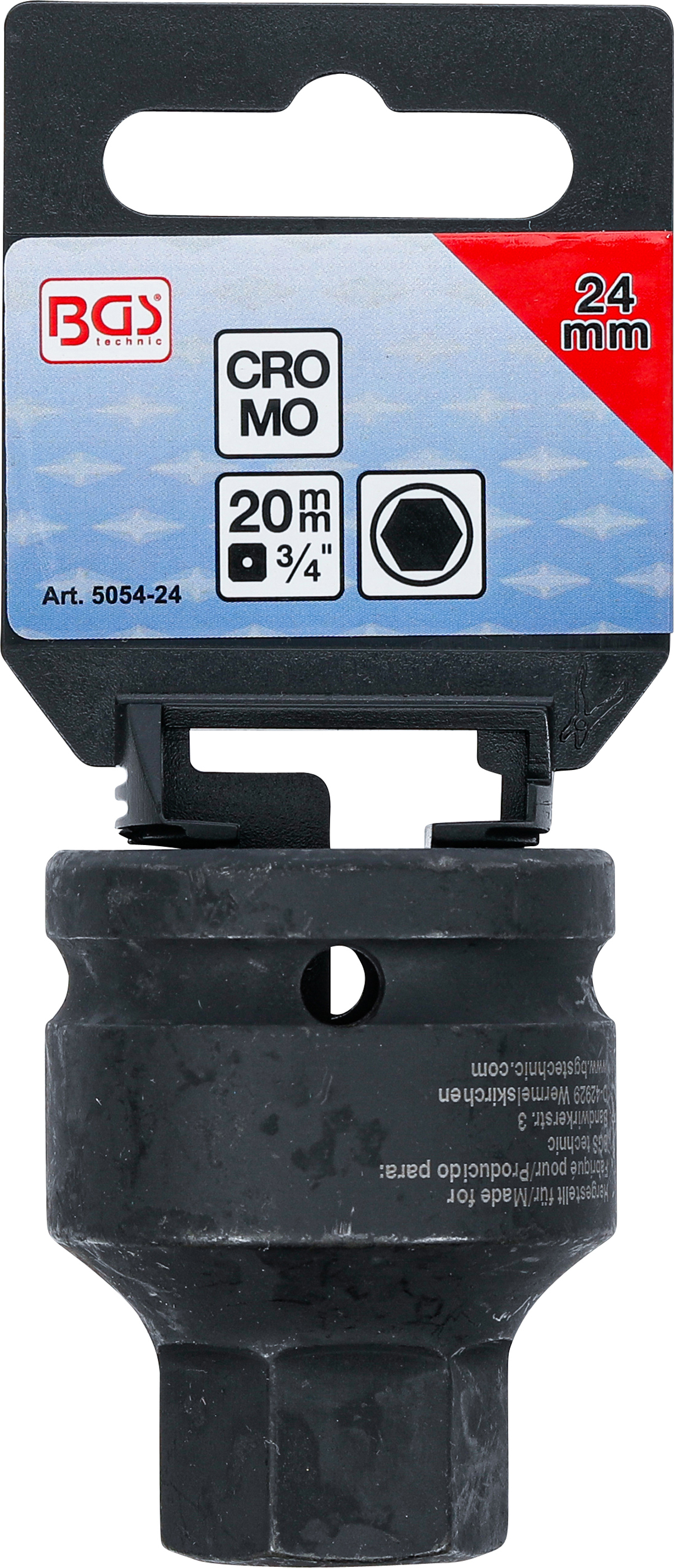 BGS Kraft-Bit-Einsatz | Länge 55 mm | Antrieb Innenvierkant 20 mm (3/4") | Innensechskant 24 mm