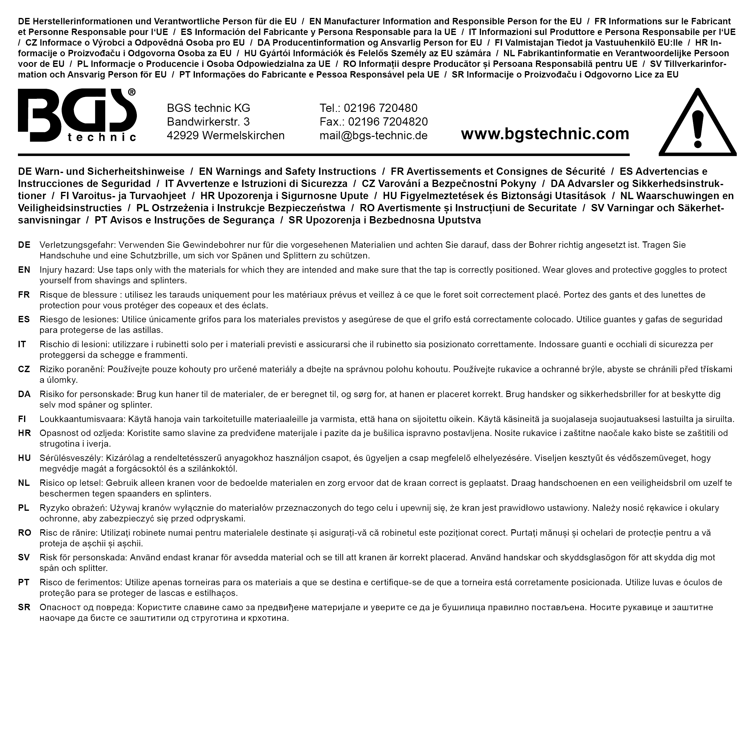 BGS Gewindebohrer | M12 x 1,5