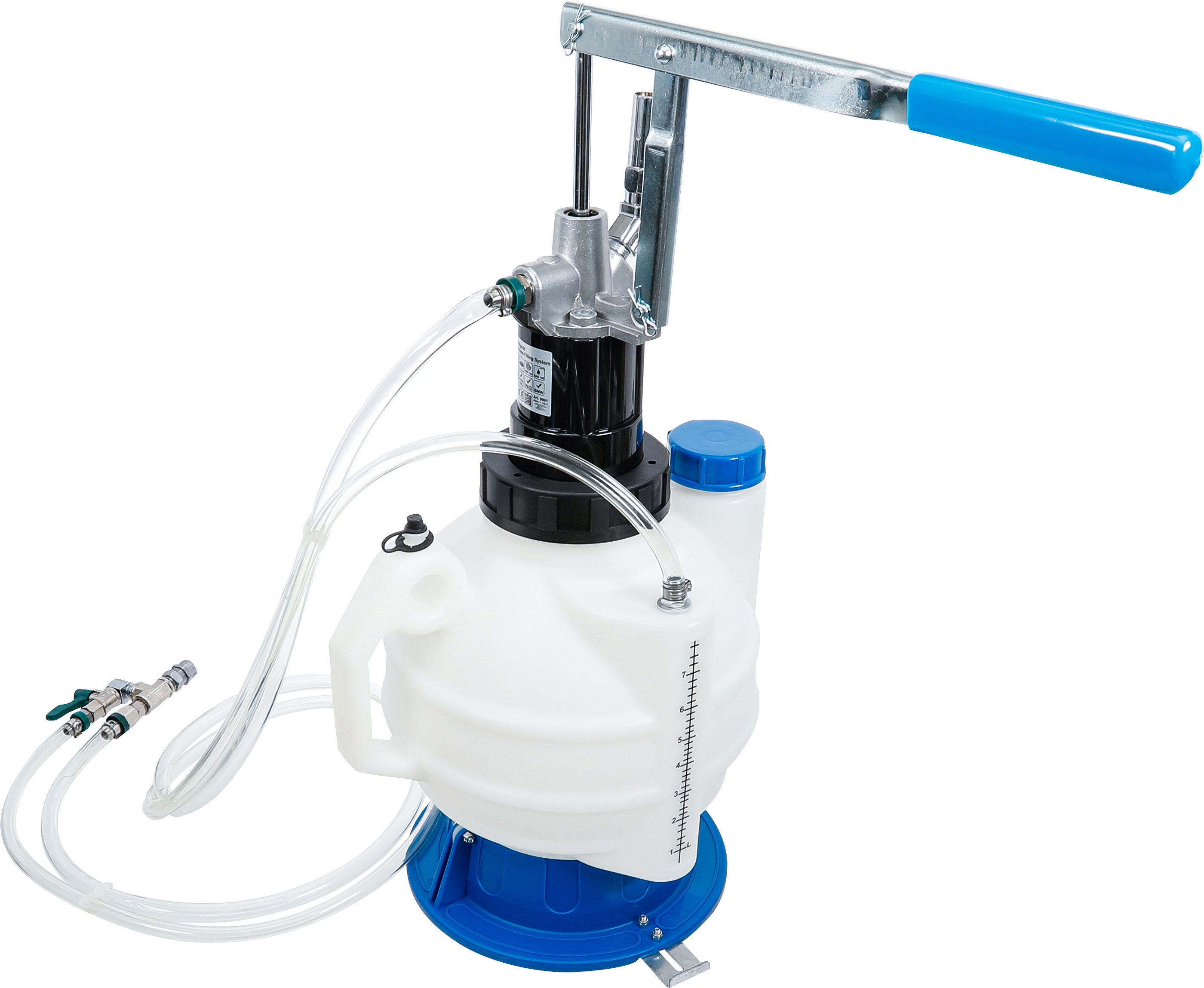 BGS Getriebeöl-Befüllgerät mit Handpumpe | mit Rücklaufsystem | mit 8 Adaptern | 7 l