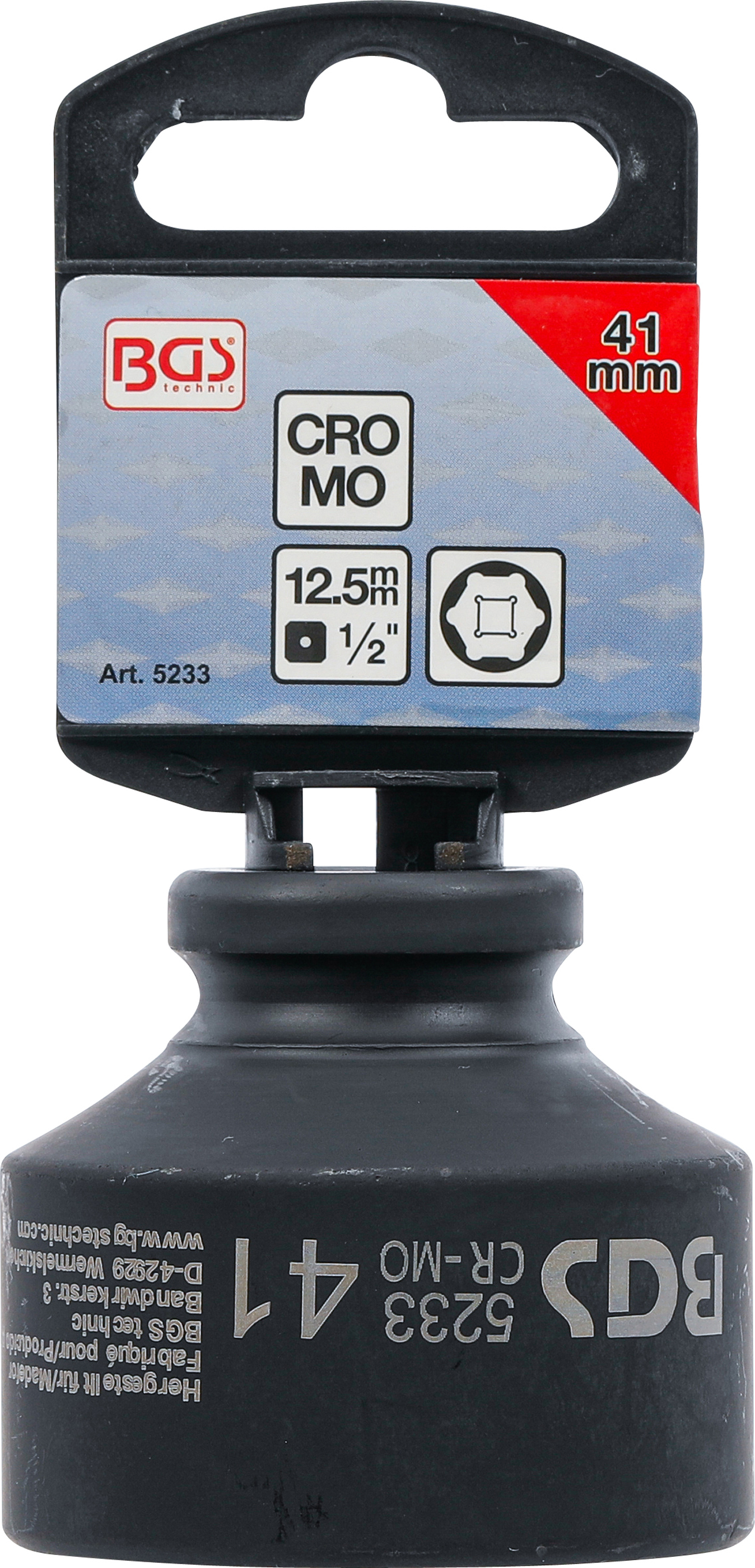 BGS Kraft-Steckschlüssel-Einsatz Sechskant | Antrieb Innenvierkant 12,5 mm (1/2") | SW 41 mm