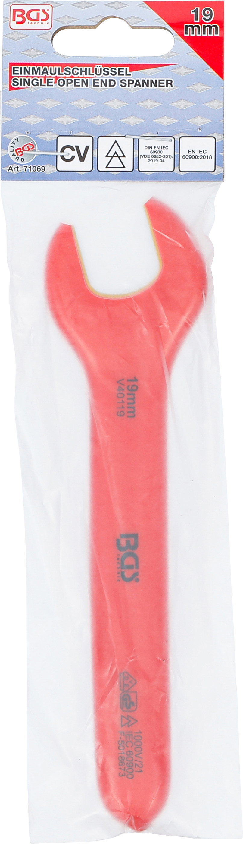 BGS VDE-Einmaulschlüssel | SW 19 mm BGS VDE-Einmaulschlüssel | SW 19 mm