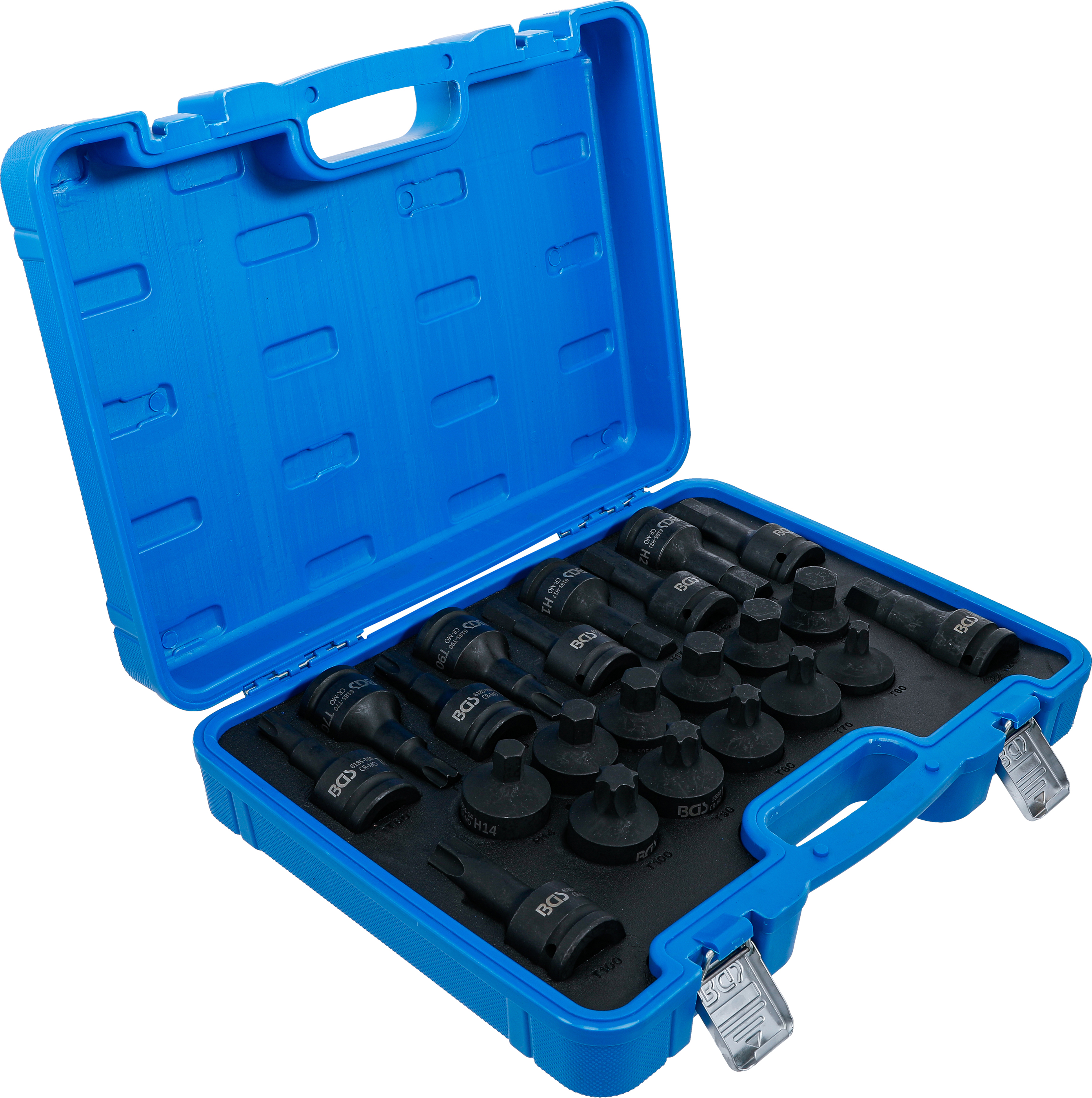 BGS Kraft-Bit-Einsatz-Satz | Antrieb Innenvierkant 20 mm (3/4") | Innensechskant, T-Profil (für Torx) | 22-tlg.