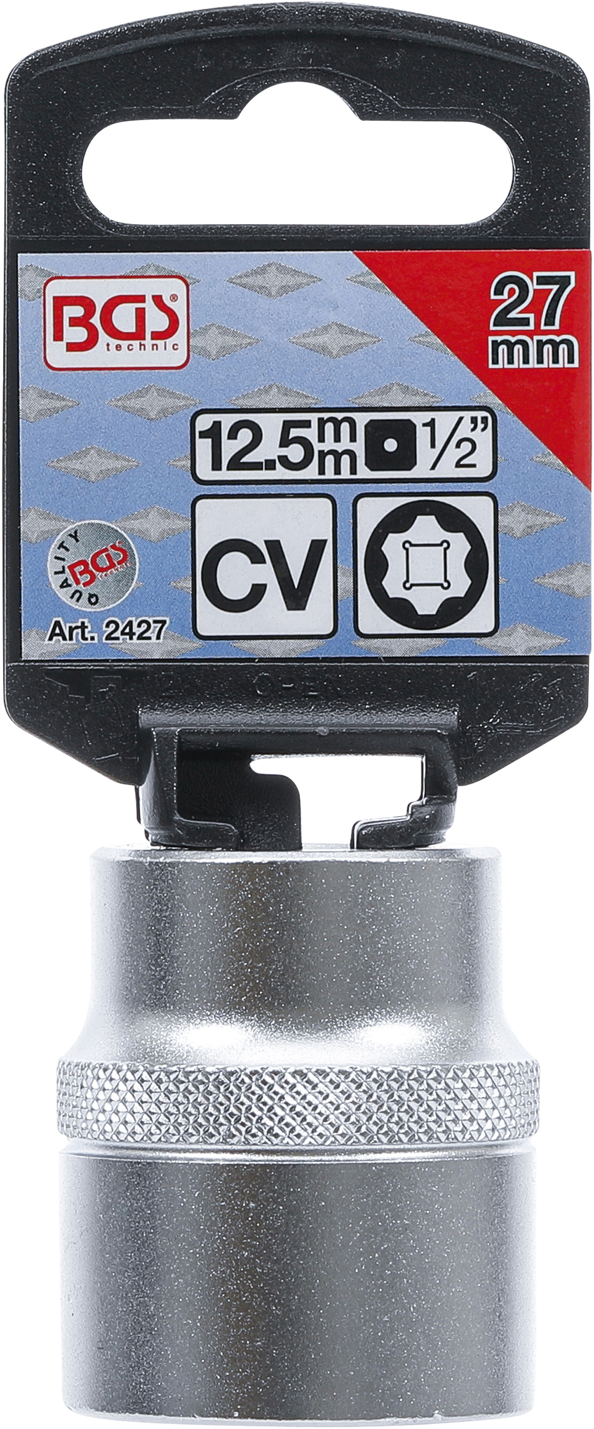 BGS Steckschlüssel-Einsatz Super Lock | Antrieb Innenvierkant 12,5 mm (1/2") | SW 27 mm