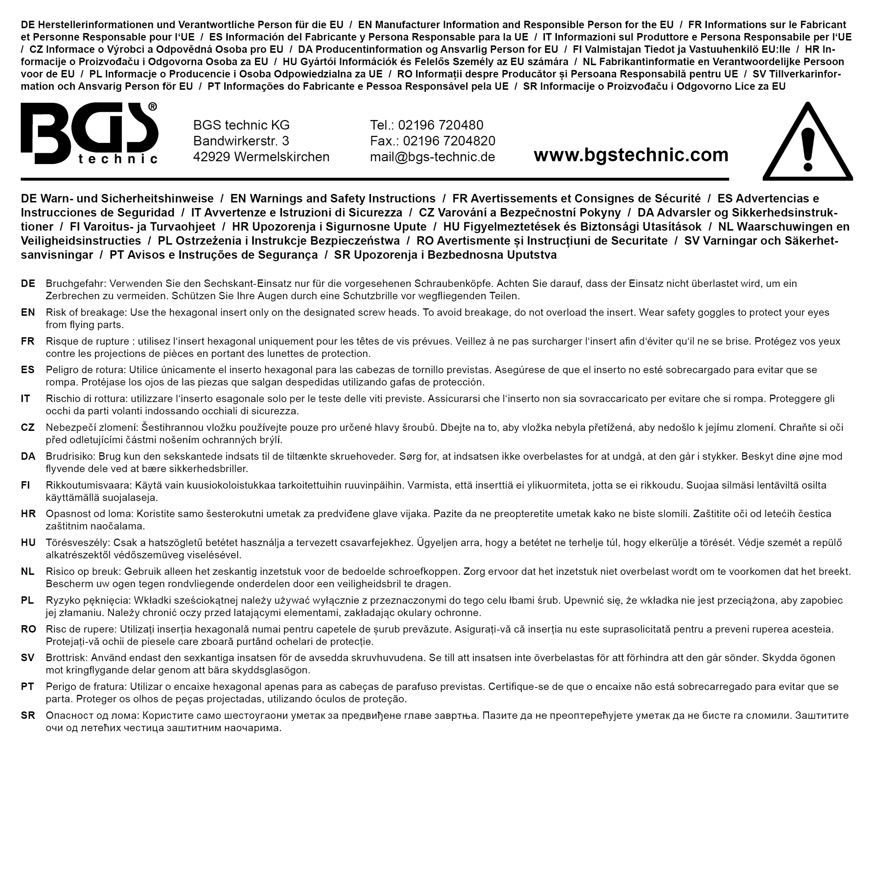 BGS Steckschlüssel-Einsatz Sechskant | Antrieb Innenvierkant 12,5 mm (1/2") | SW 32 mm