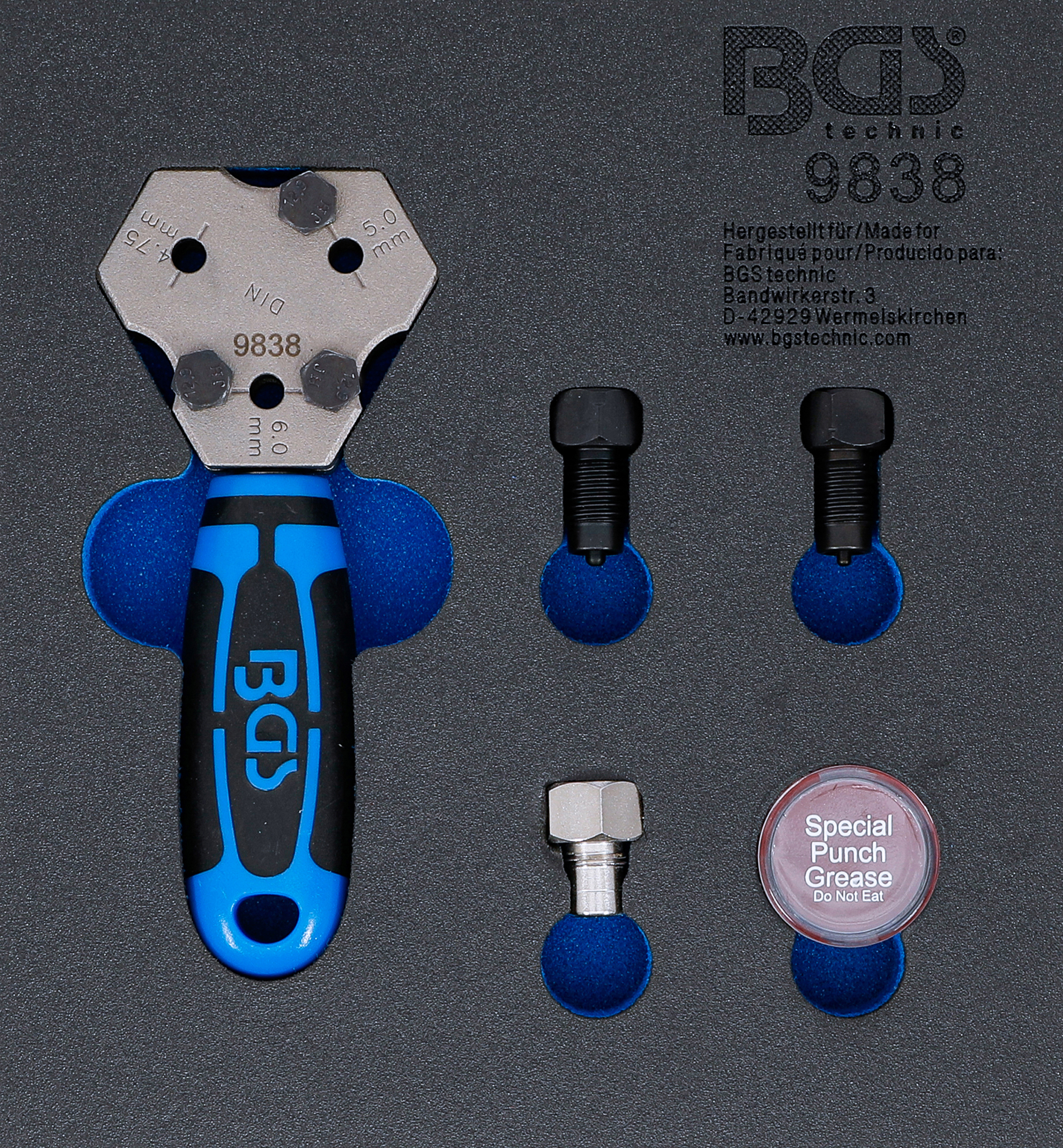 BGS Werkstattwageneinlage 1/6: Bördelgerät | DIN 4,75 / 5 / 6 mm