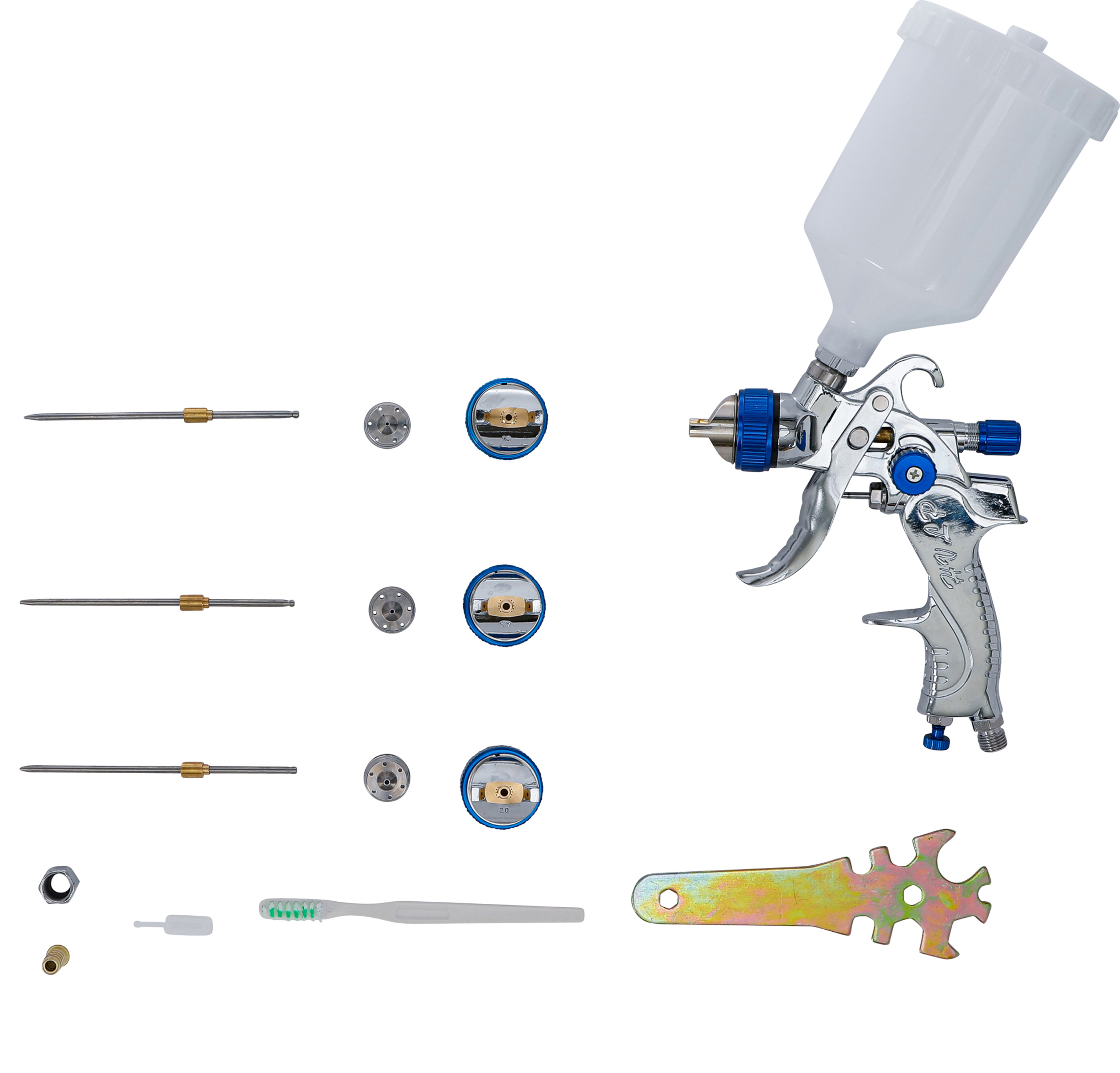 BGS Druckluft-Farbsprühpistole | mit 3 Sprühdüsen | 1,4 - 1,7 - 2,0 mm