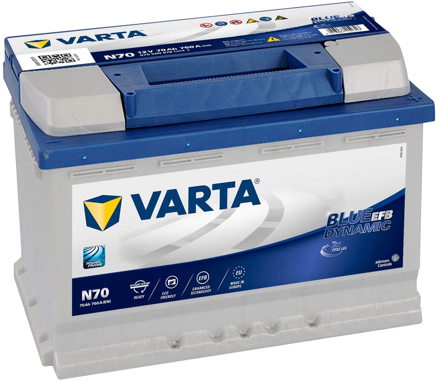 Starterbatterie VARTA Blue Dynamic Start-Stop EFB N70 Autobatterie 12V 70Ah 760A