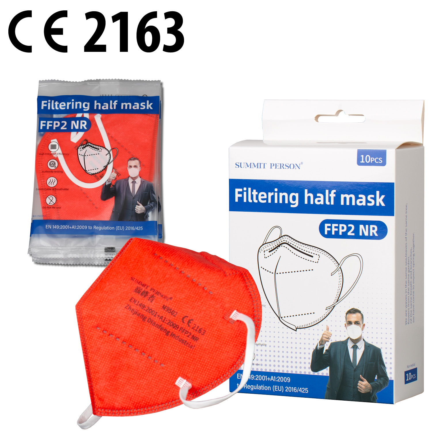 FFP2 Gesichtsmaske Mund Nasen Schutz ROT Face Mask