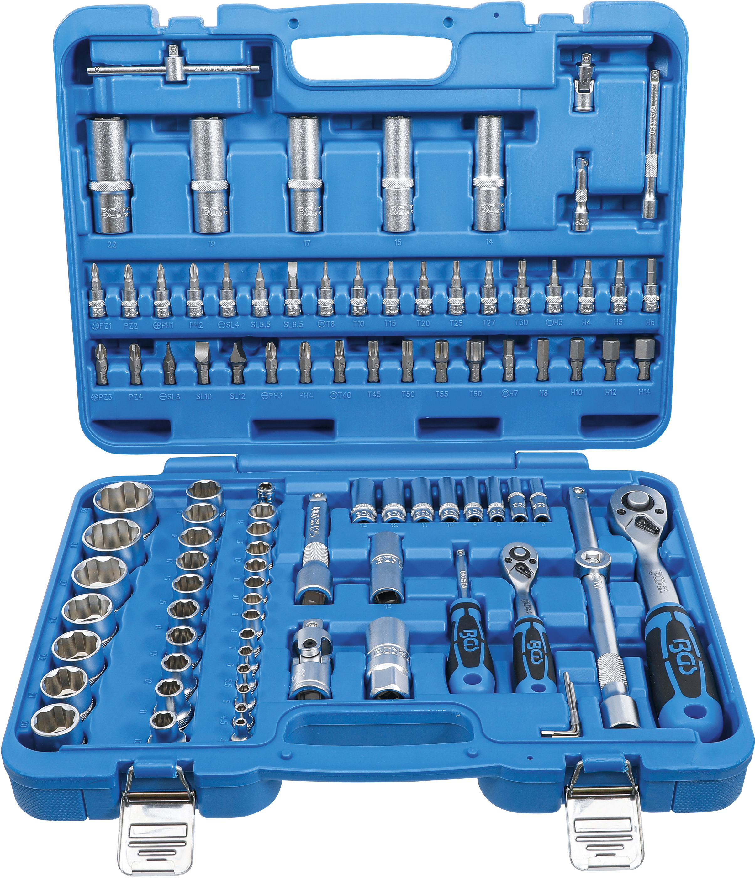 BGS Steckschlüssel-Satz Wellenprofil | Antrieb 6,3 mm (1/4") / 12,5 mm (1/2") | 95-tlg.