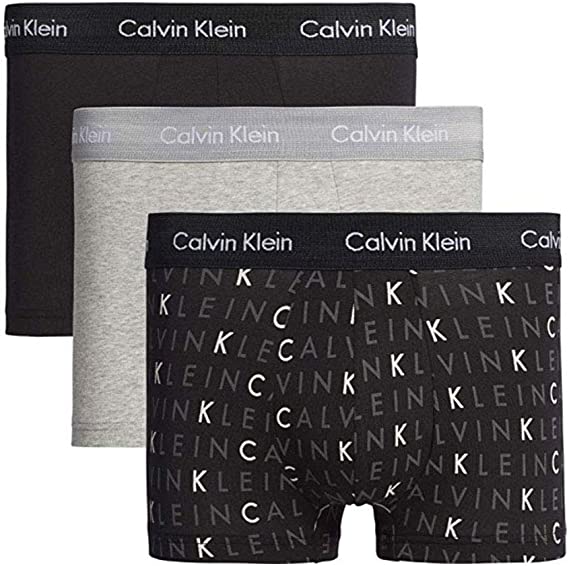 Calvin Klein Herren Boxershorts Low Rise Trunk 3er Pack Grau Schwarz Gr. XL