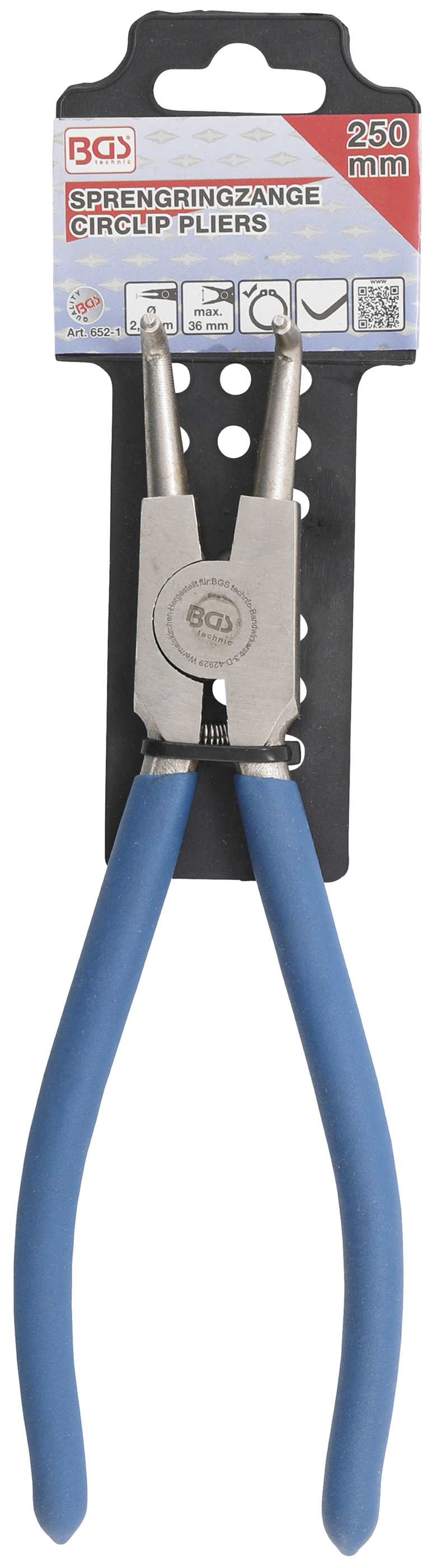 BGS Sprengringzange | abgewinkelt | für Außensprengringe | 250 mm