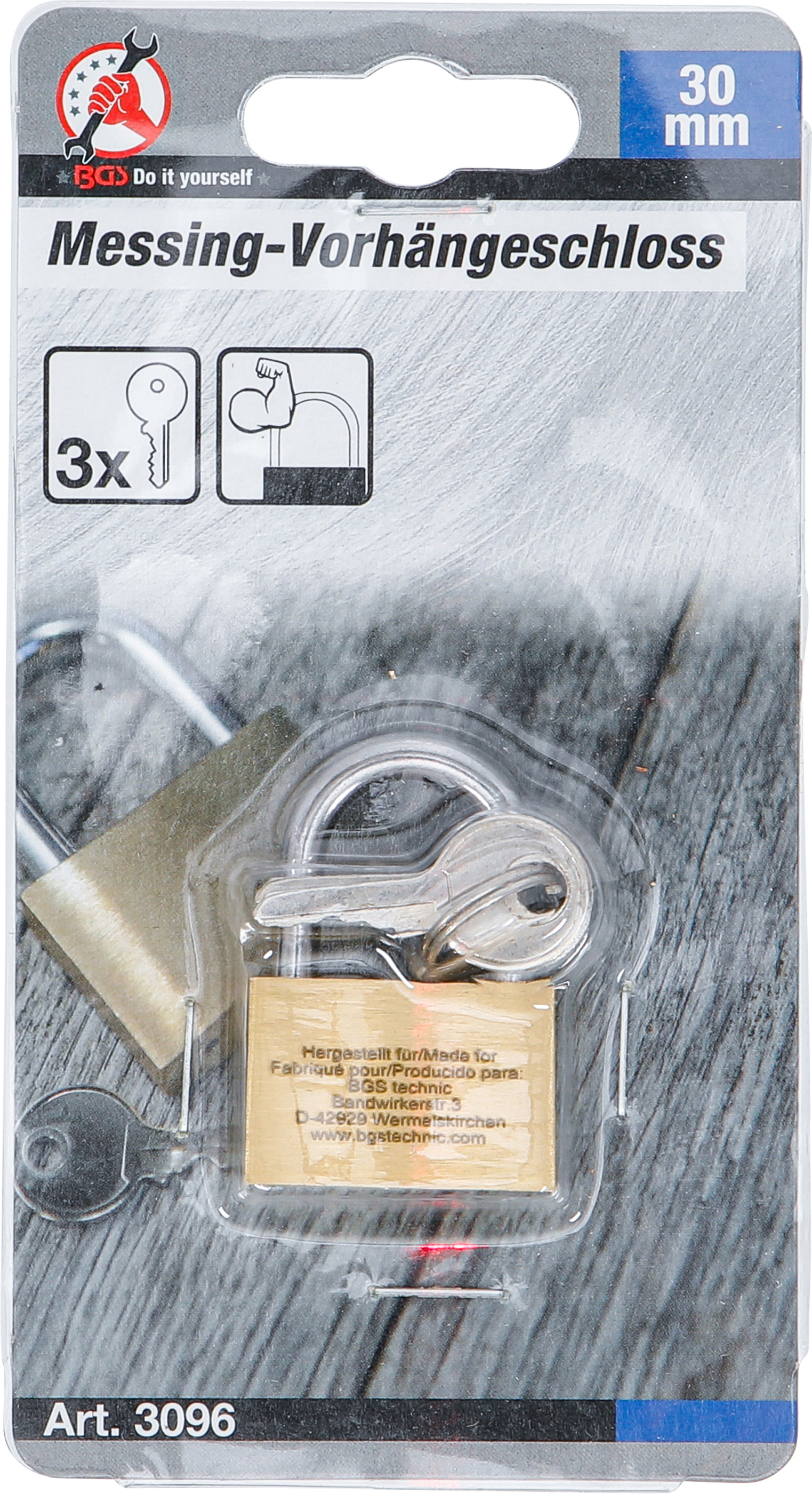 BGS Messing-Vorhängeschloss | 30 mm