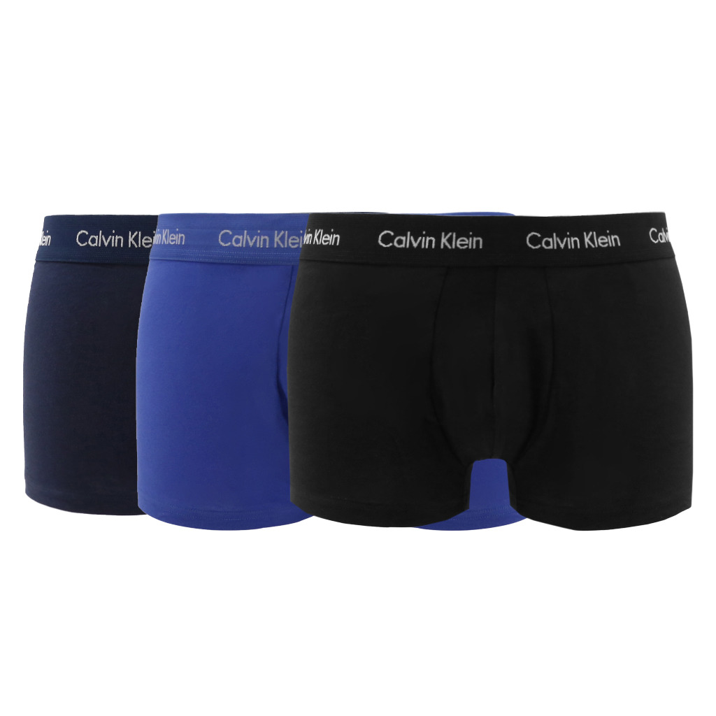 Calvin Klein Herren Boxershorts Low Rise Trunk 3er Pack Blau Schwarz Gr. XL