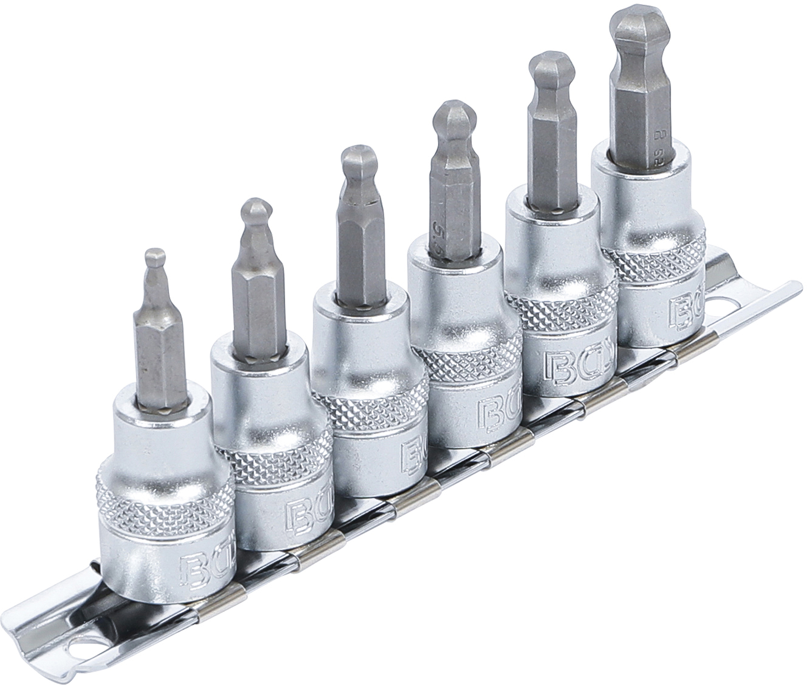 BGS Bit-Einsatz-Satz | Antrieb Innenvierkant 10 mm (3/8") | Innensechskant mit Kugelkopf 3 - 8 mm | 6-tlg.