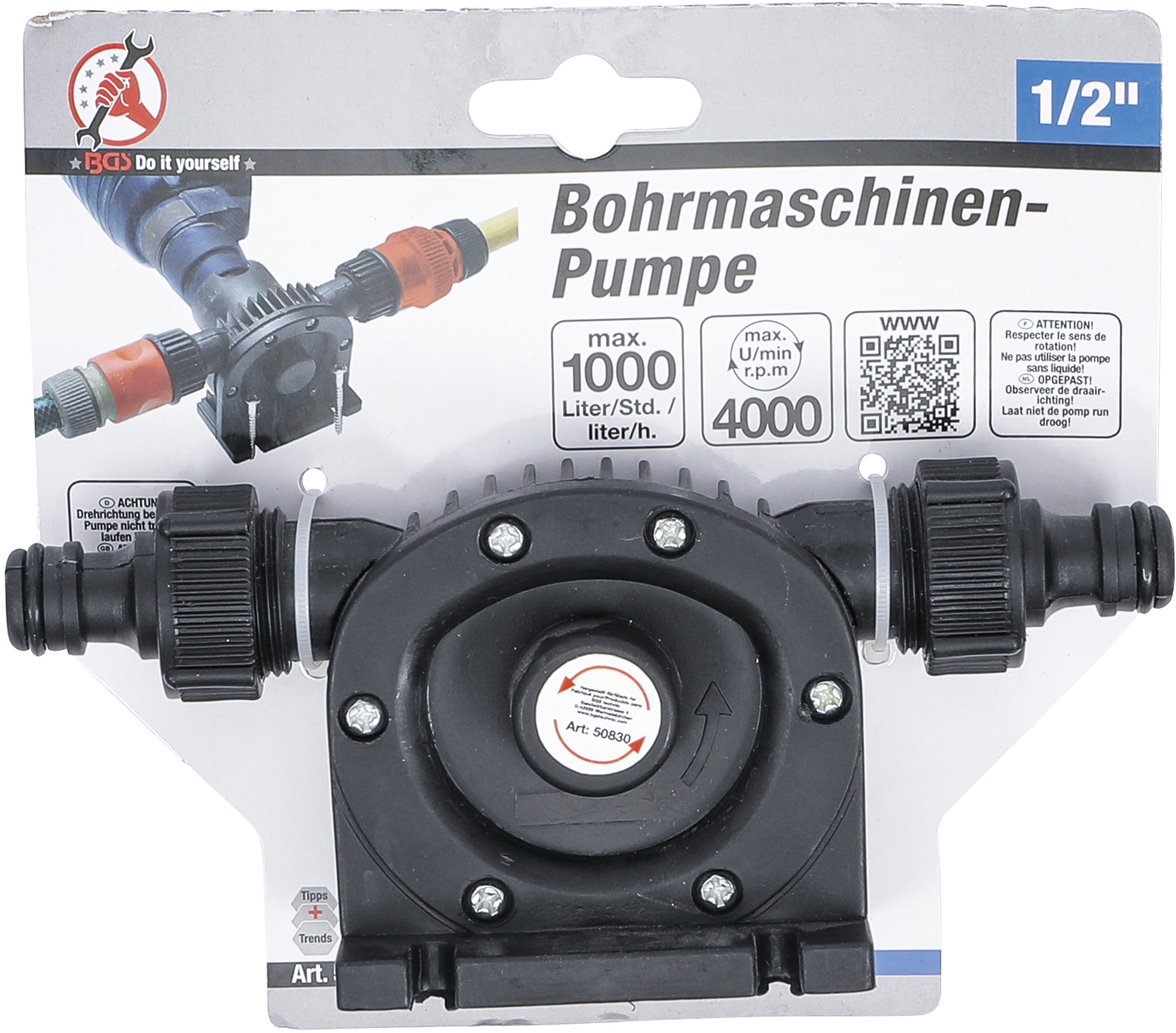 BGS Bohrmaschinen-Pumpe | 1/2" | 1000 l/h