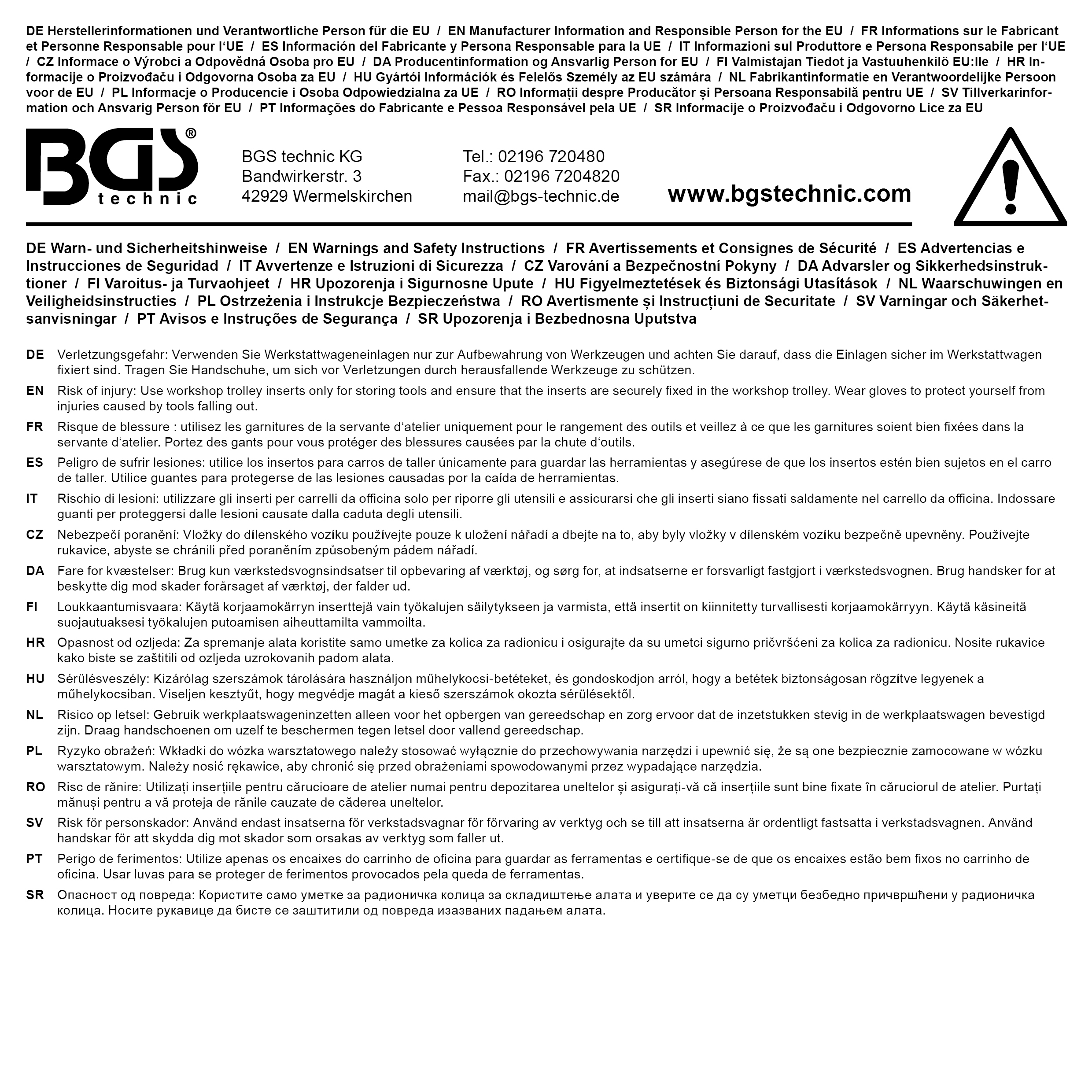 BGS Werkstattwageneinlage 1/6 | leer | für Art. 30833