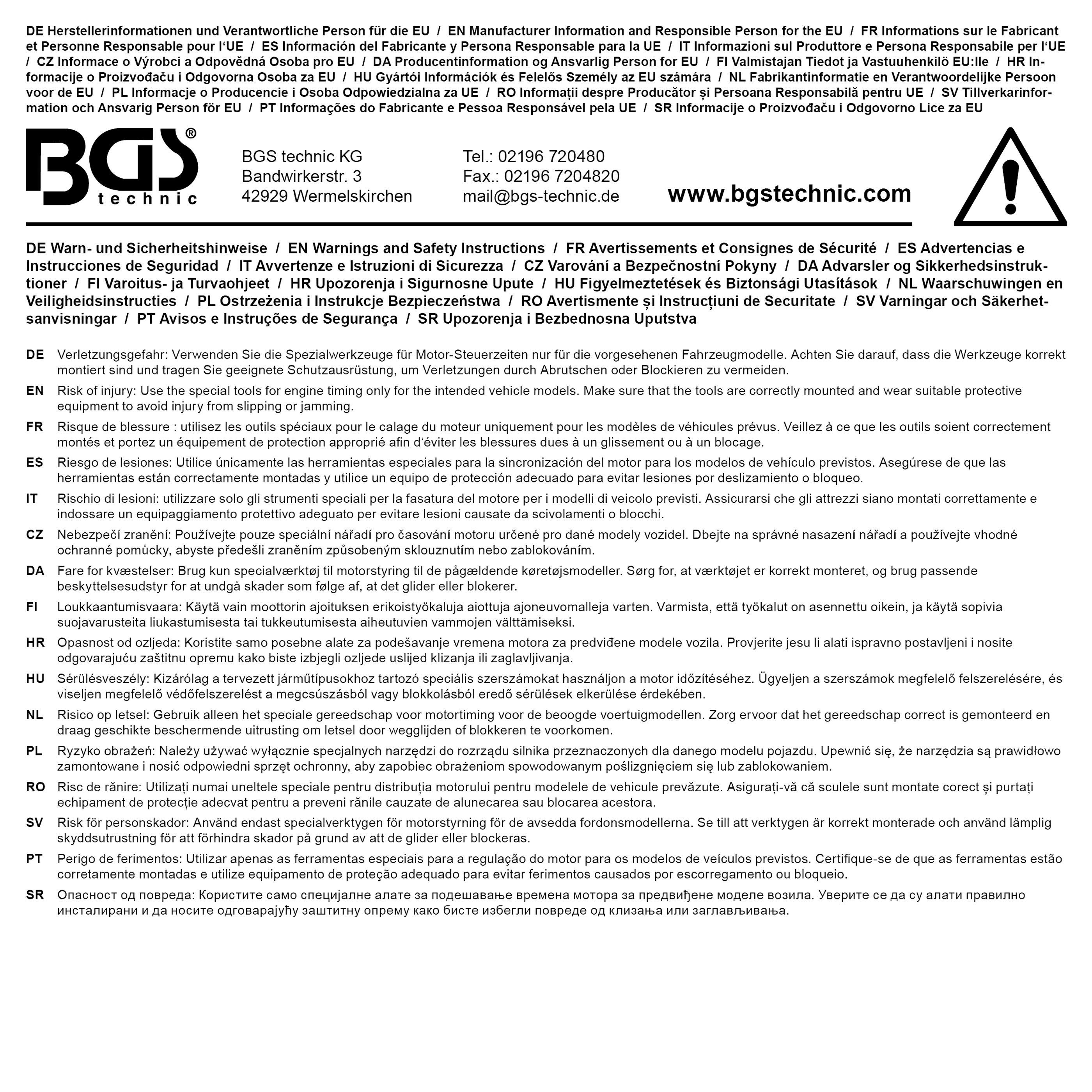 BGS Motor-Einstellwerkzeug-Satz | für Fiat, Opel, Alfa 1.9/2,4l 16V Diesel