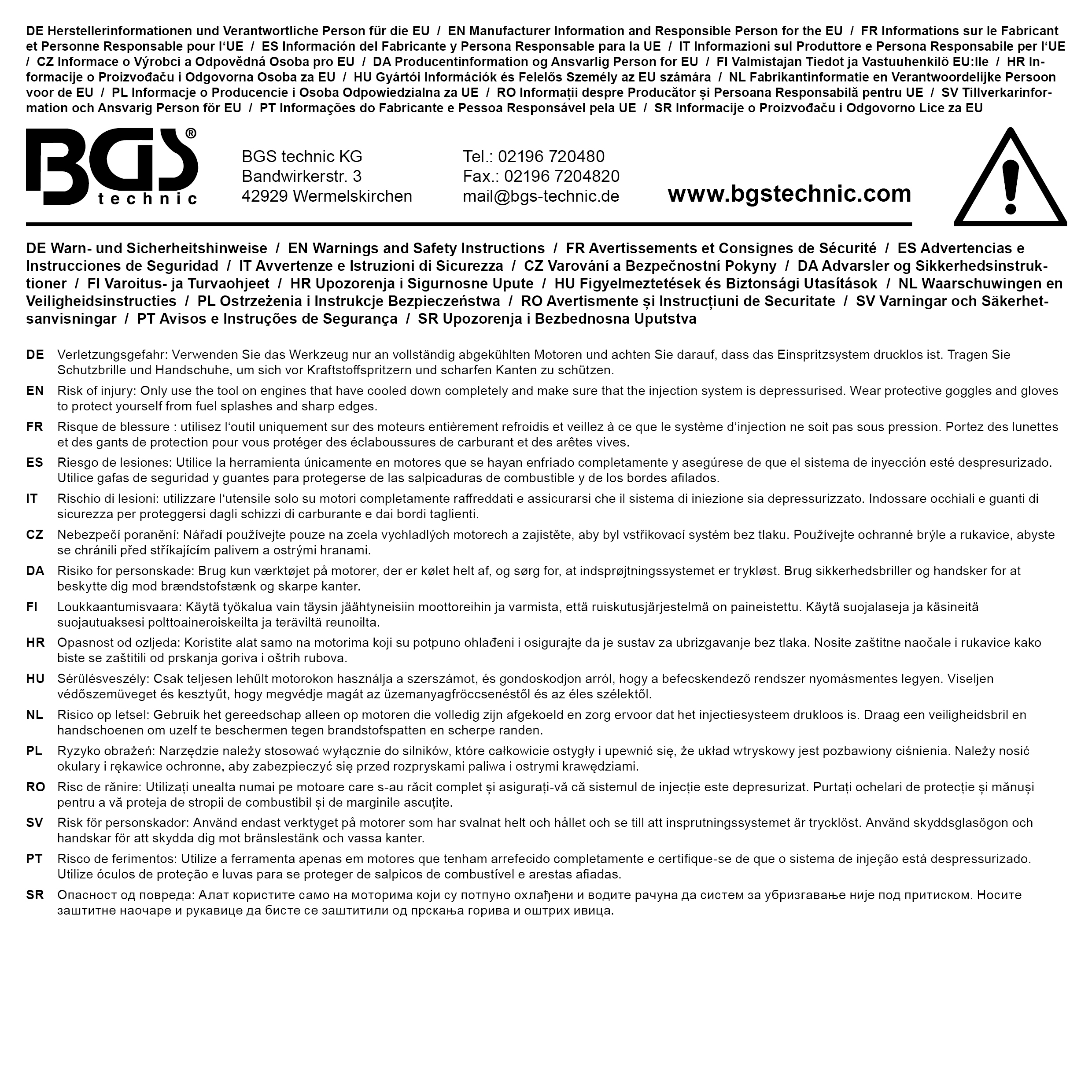 BGS Common-Rail-Rücklaufdruck-Tester | für Piezo Common-Rail Injektoren