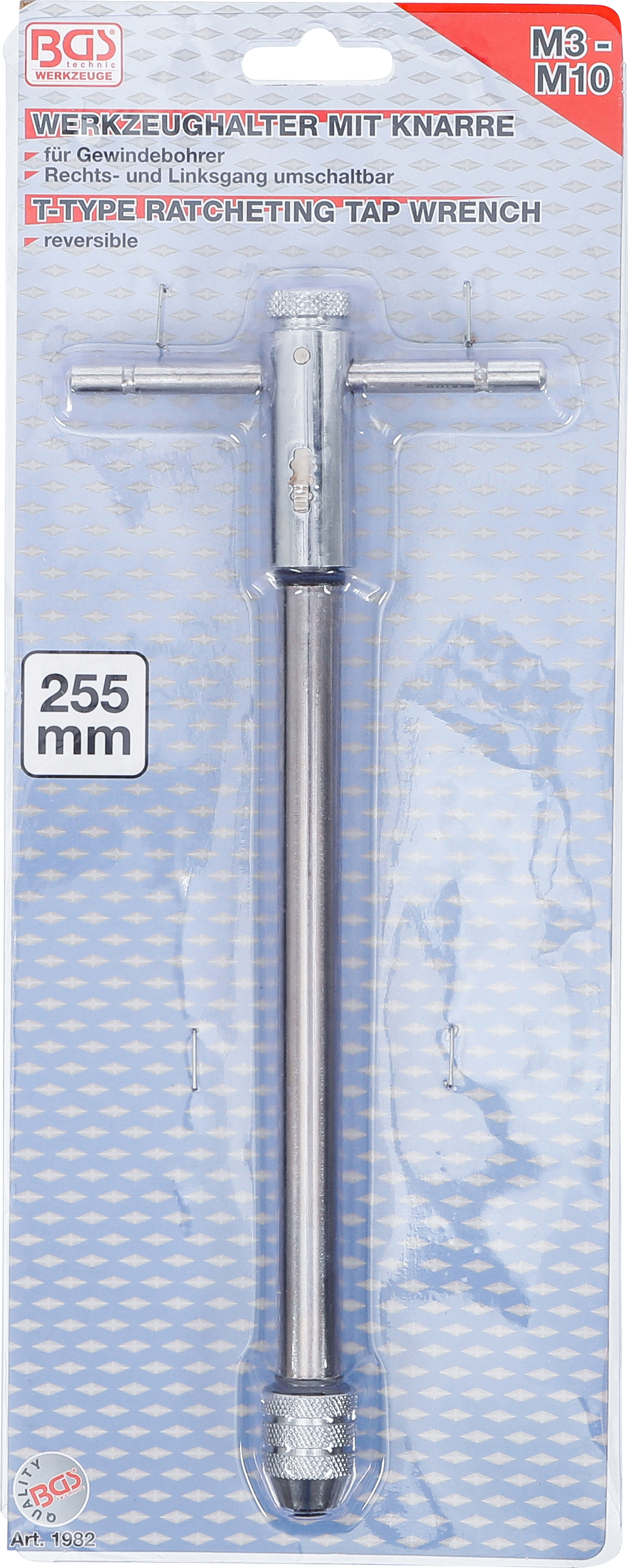 BGS Werkzeughalter mit Gleitgriff für Gewindebohrer | M3 - M10 | 255 mm