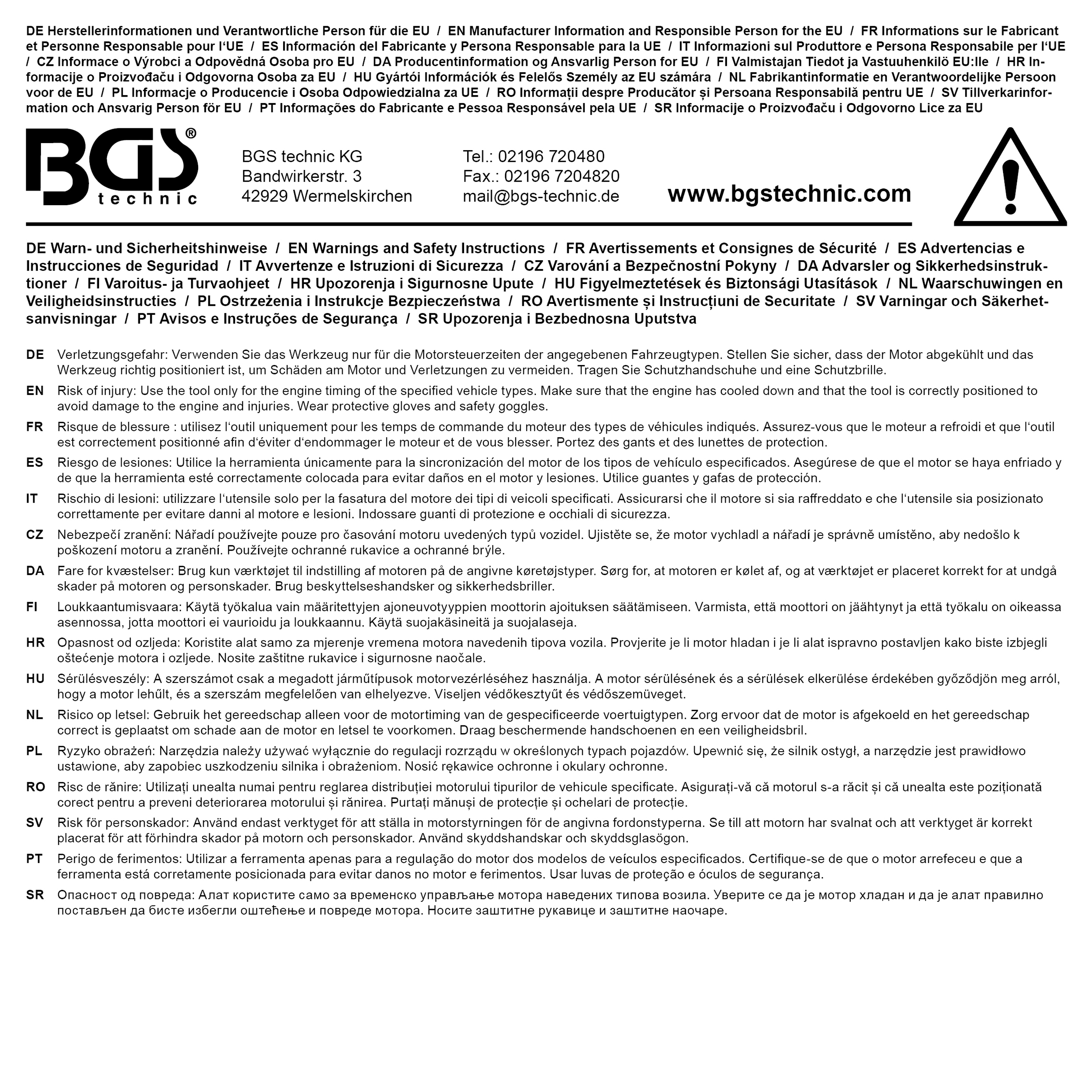 BGS Nockenwellen-Arretierwerkzeug | für Rover, MG