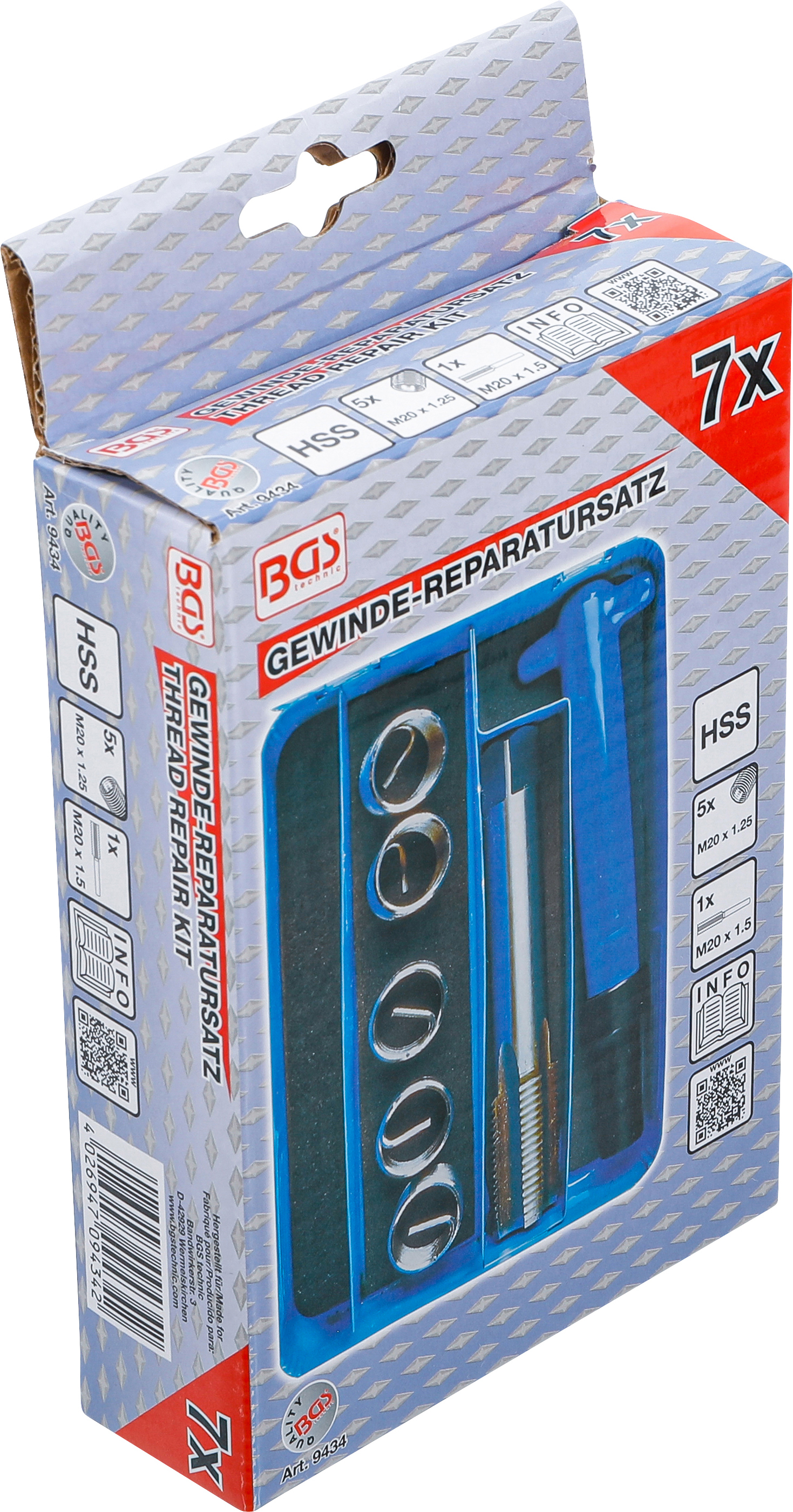 BGS Gewinde-Reparatursatz | M20 x 1.5 | 7-tlg. BGS Gewinde-Reparatursatz | M20 x 1.5 | 7-tlg.